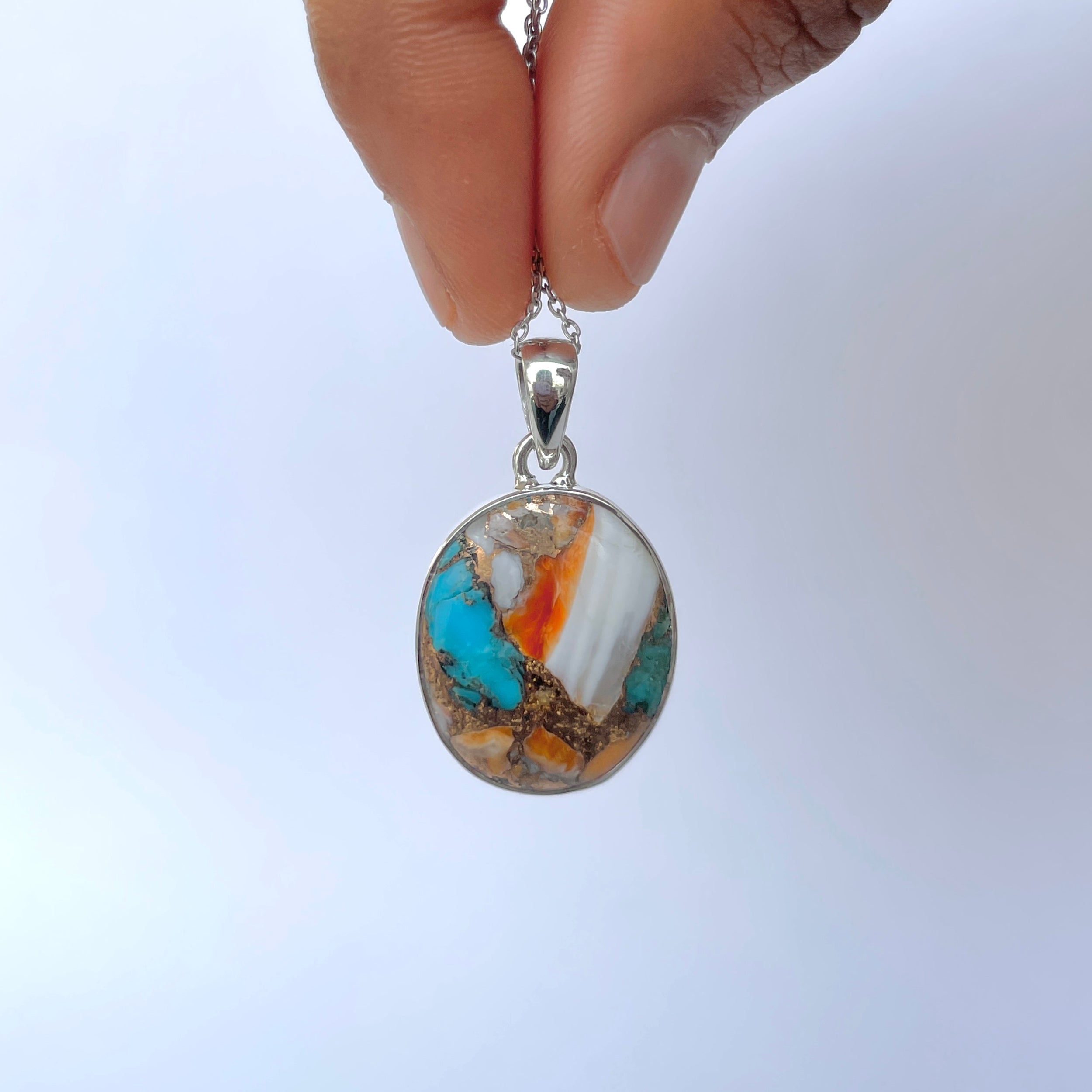 Spiny Oyster Turquoise Pendant-(TRO-P-112.)