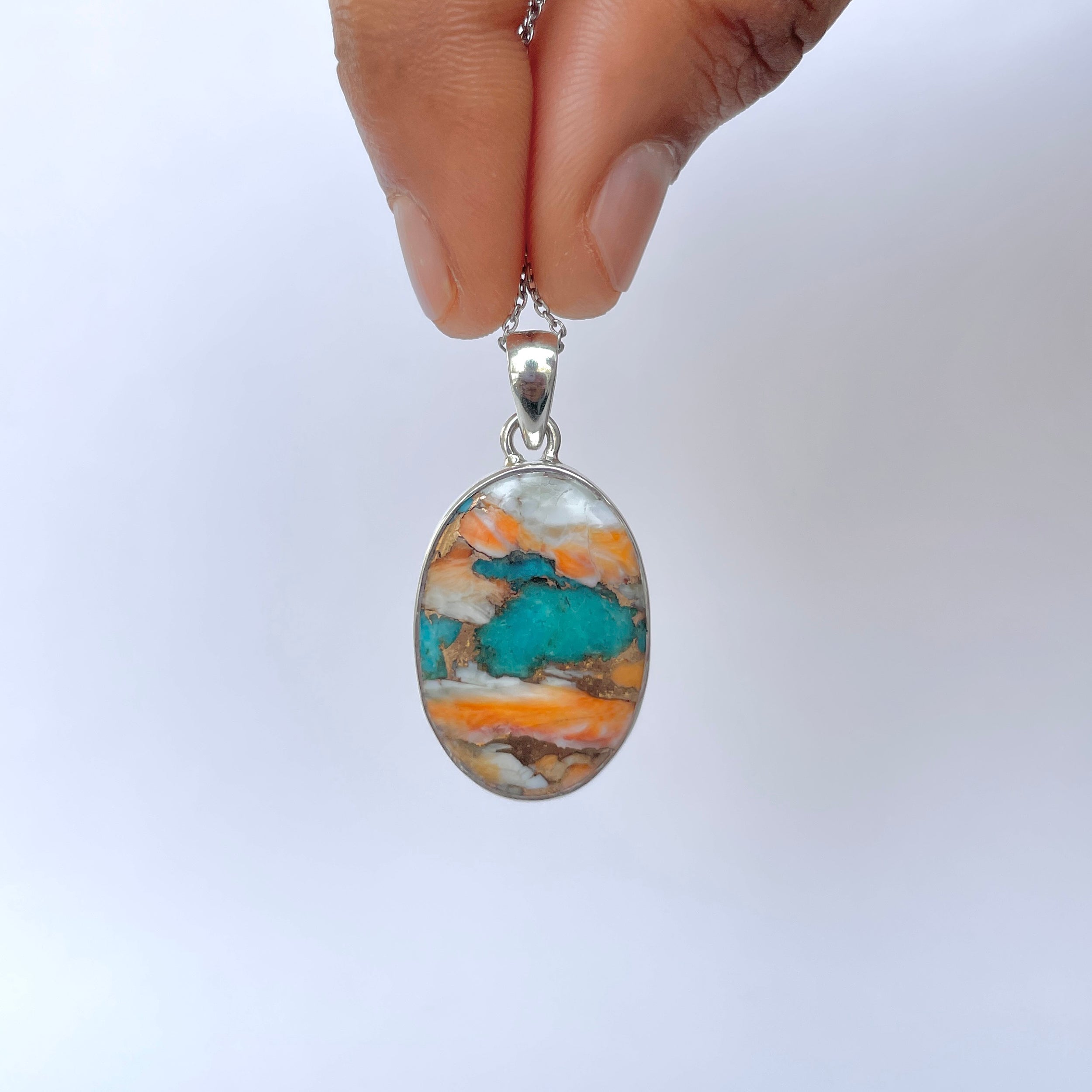 Spiny Oyster Turquoise Pendant-(TRO-P-113.)