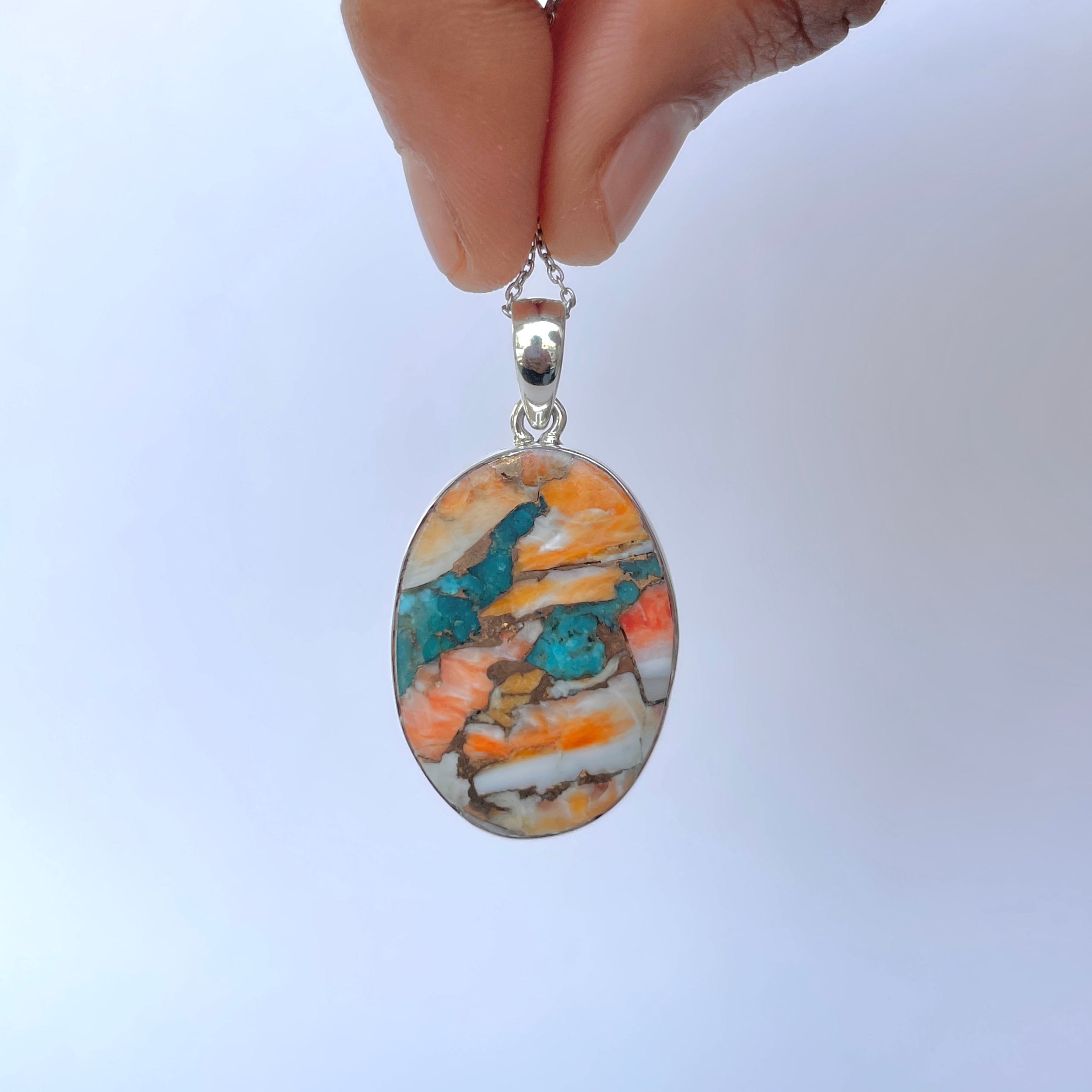Spiny Oyster Turquoise Pendant-(TRO-P-120.)