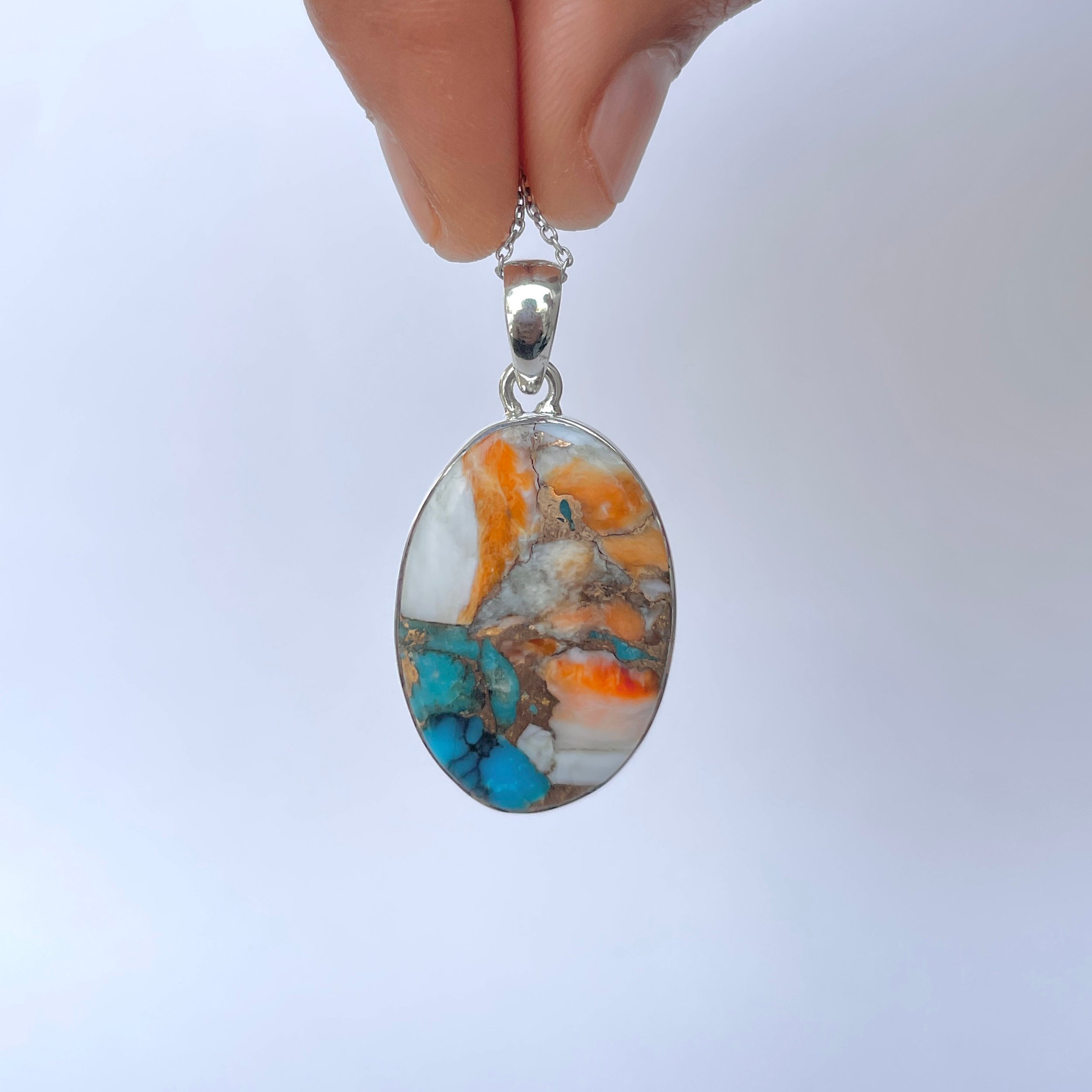 Spiny Oyster Turquoise Pendant-(TRO-P-123.)