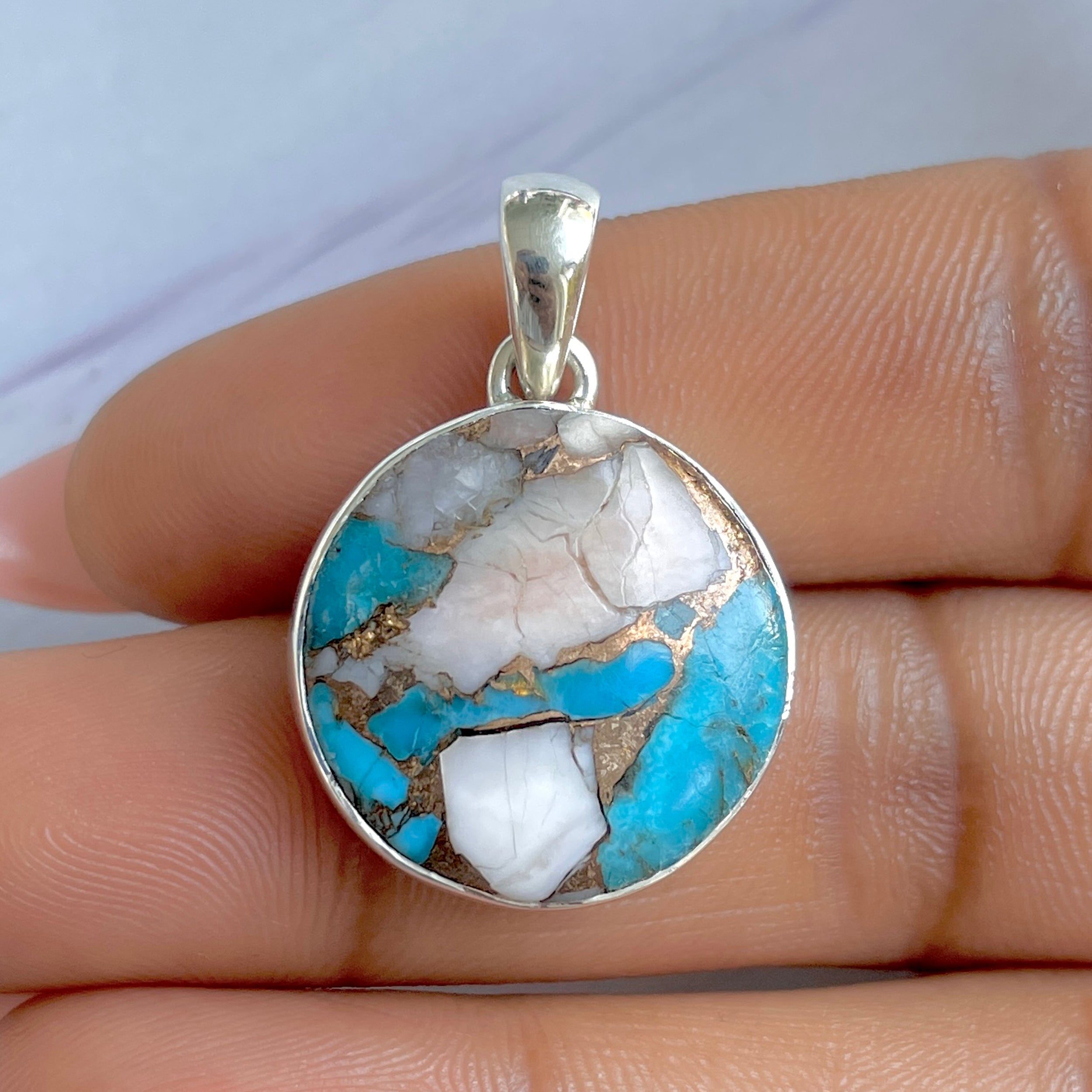 Spiny Oyster Turquoise Pendant-(TRO-P-125.)