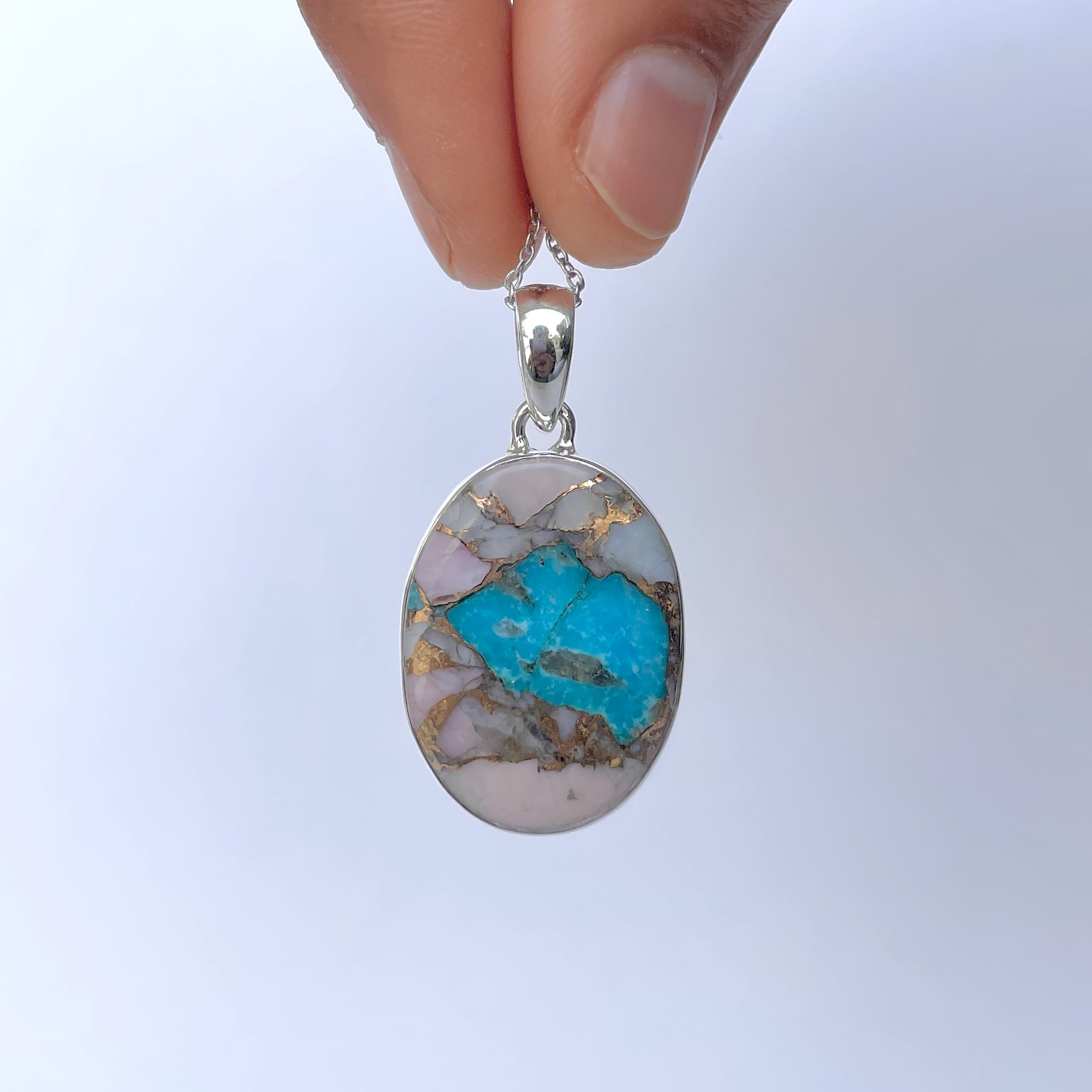 Spiny Oyster Turquoise Pendant-(TRO-P-126.)
