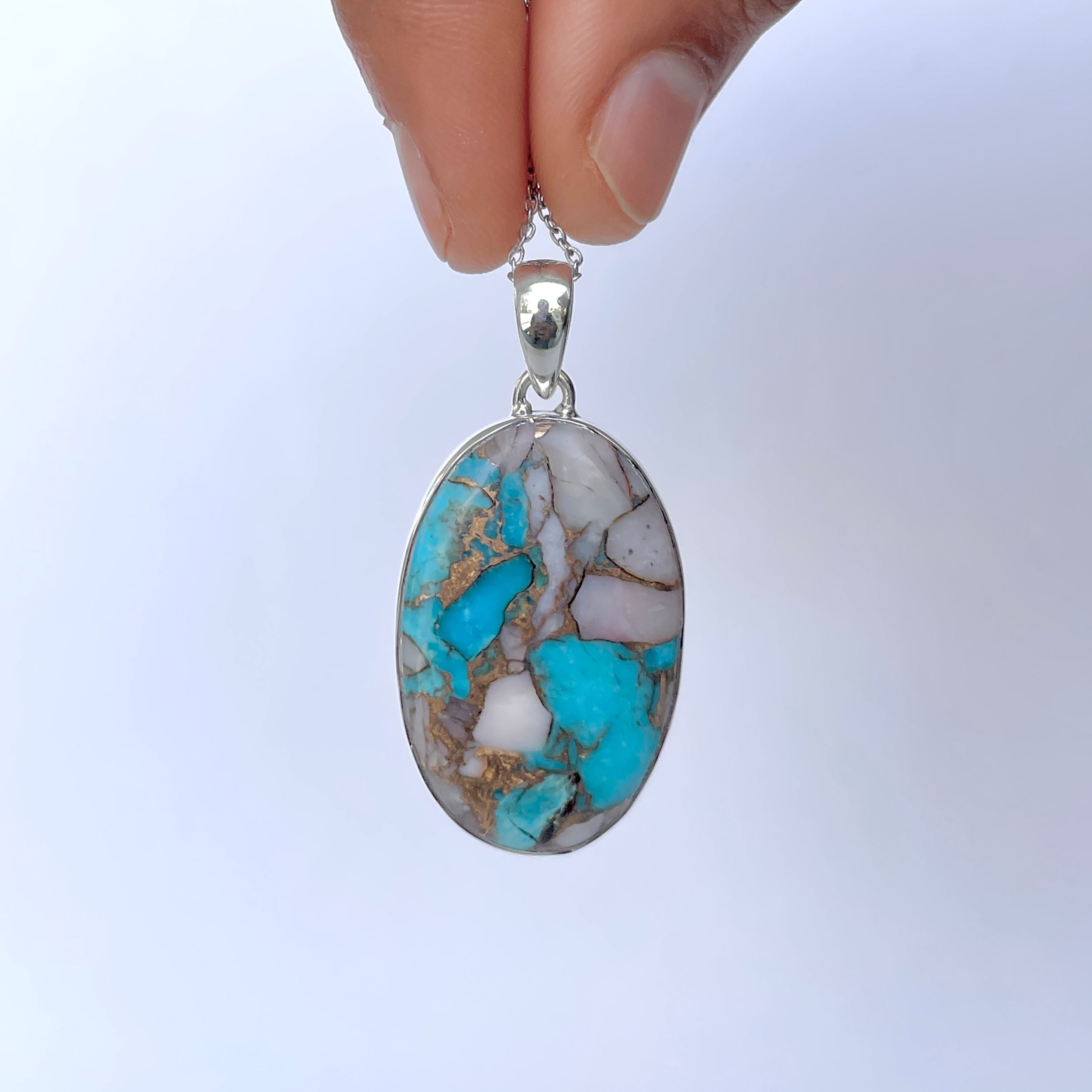 Spiny Oyster Turquoise Pendant-(TRO-P-127.)