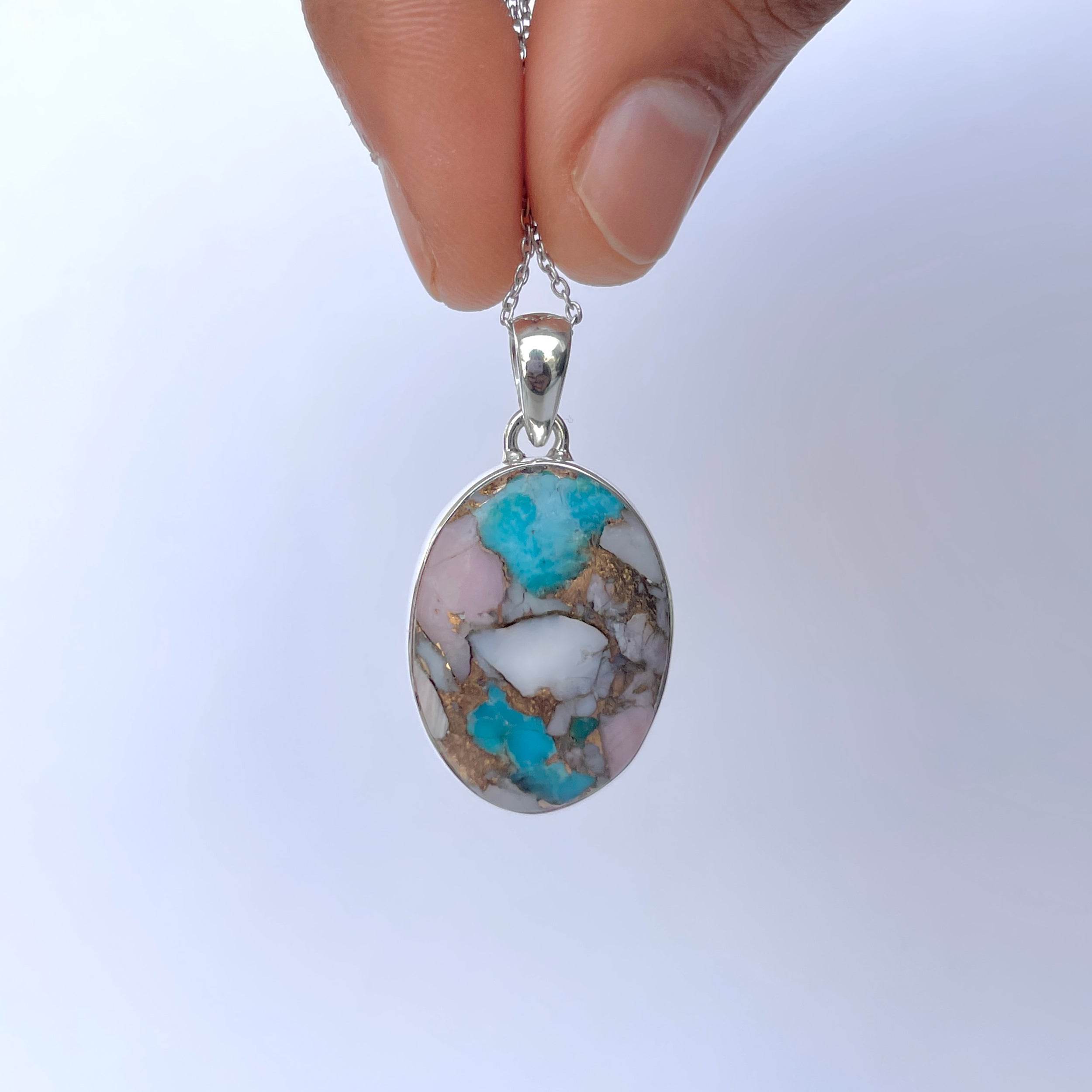 Spiny Oyster Turquoise Pendant-(TRO-P-128.)