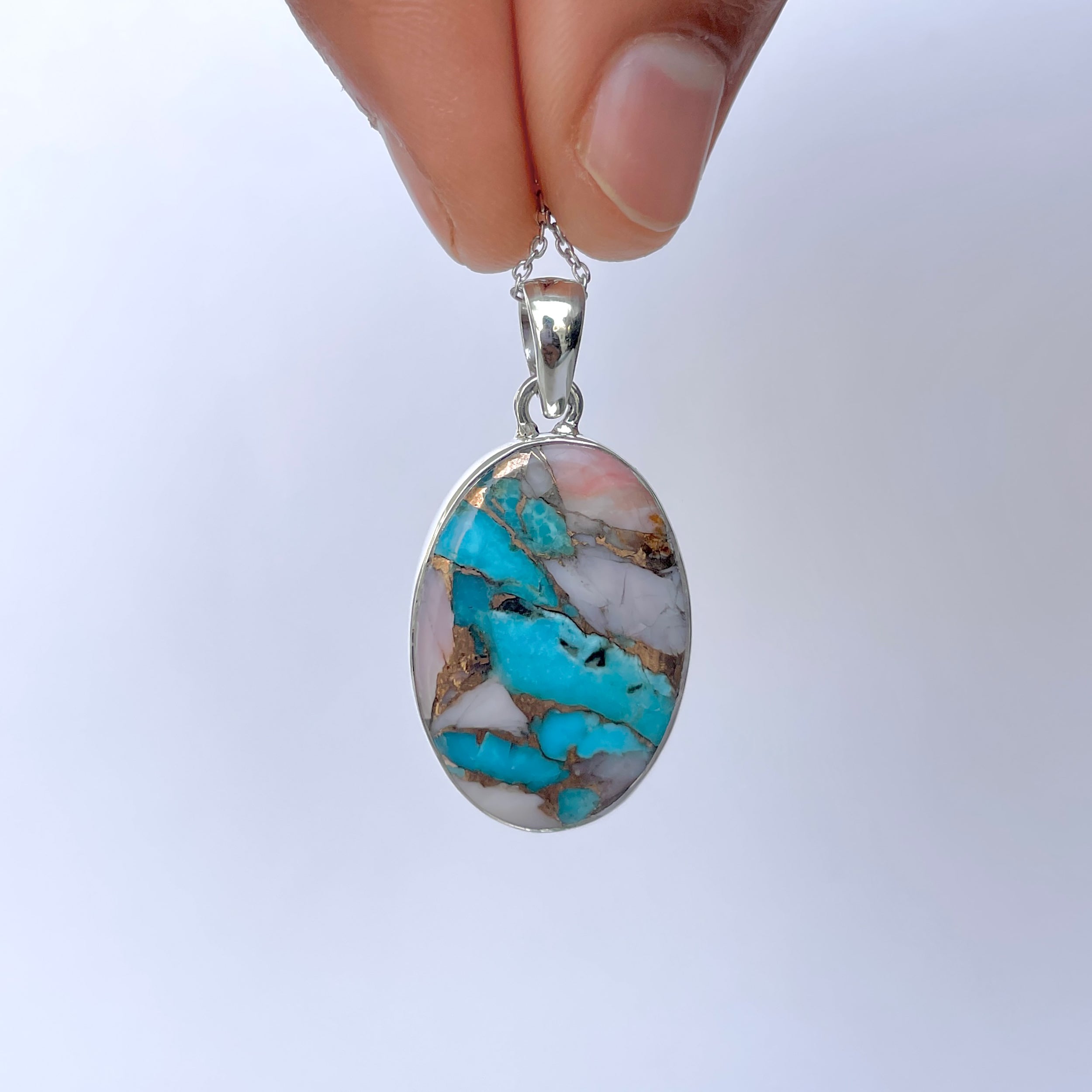 Spiny Oyster Turquoise Pendant-(TRO-P-129.)