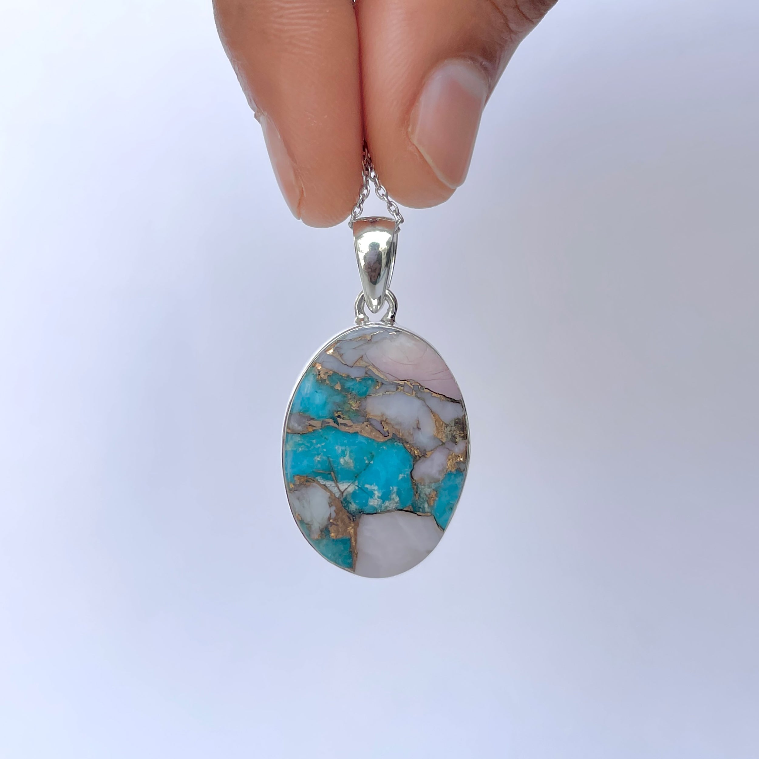 Spiny Oyster Turquoise Pendant-(TRO-P-130.)