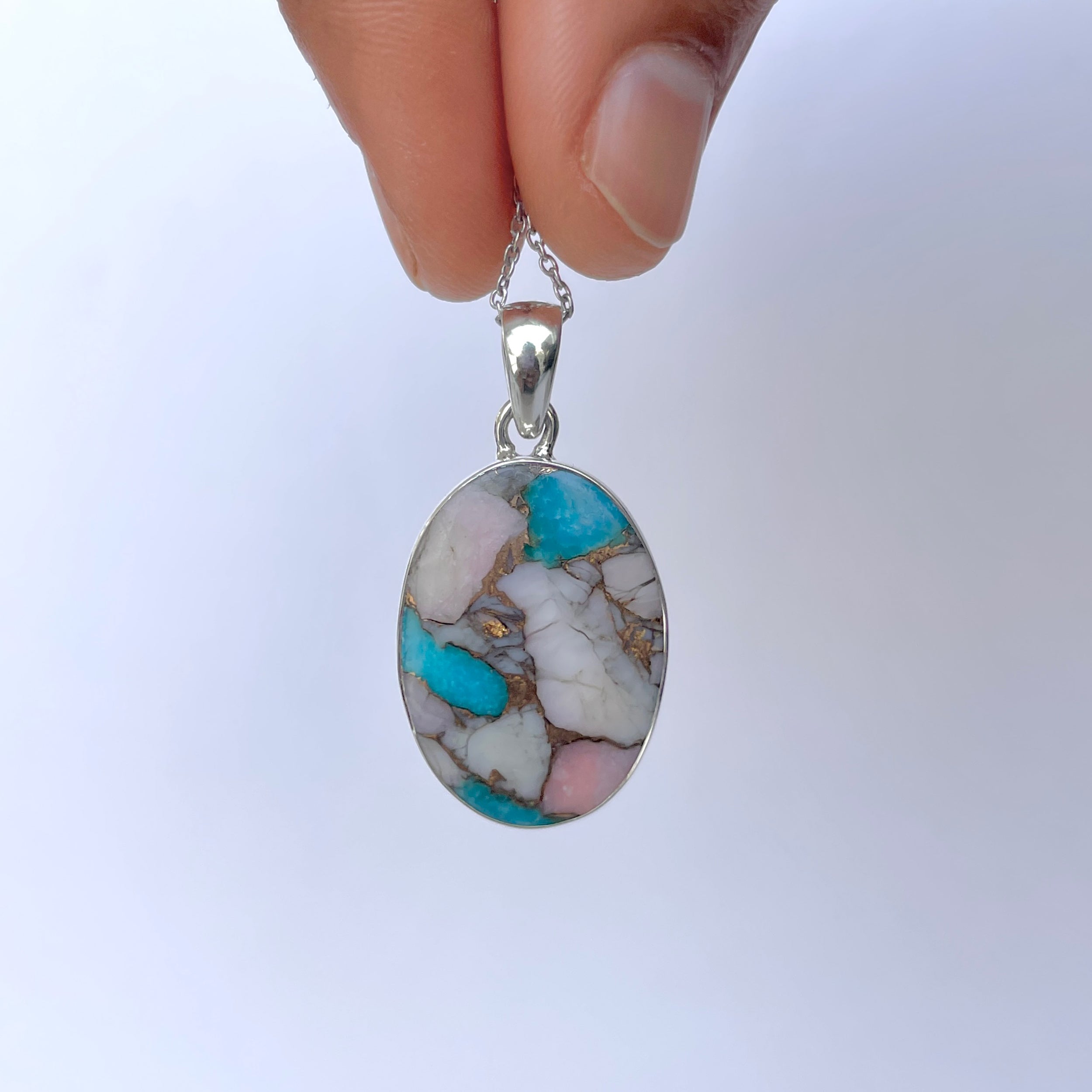 Spiny Oyster Turquoise Pendant-(TRO-P-131.)