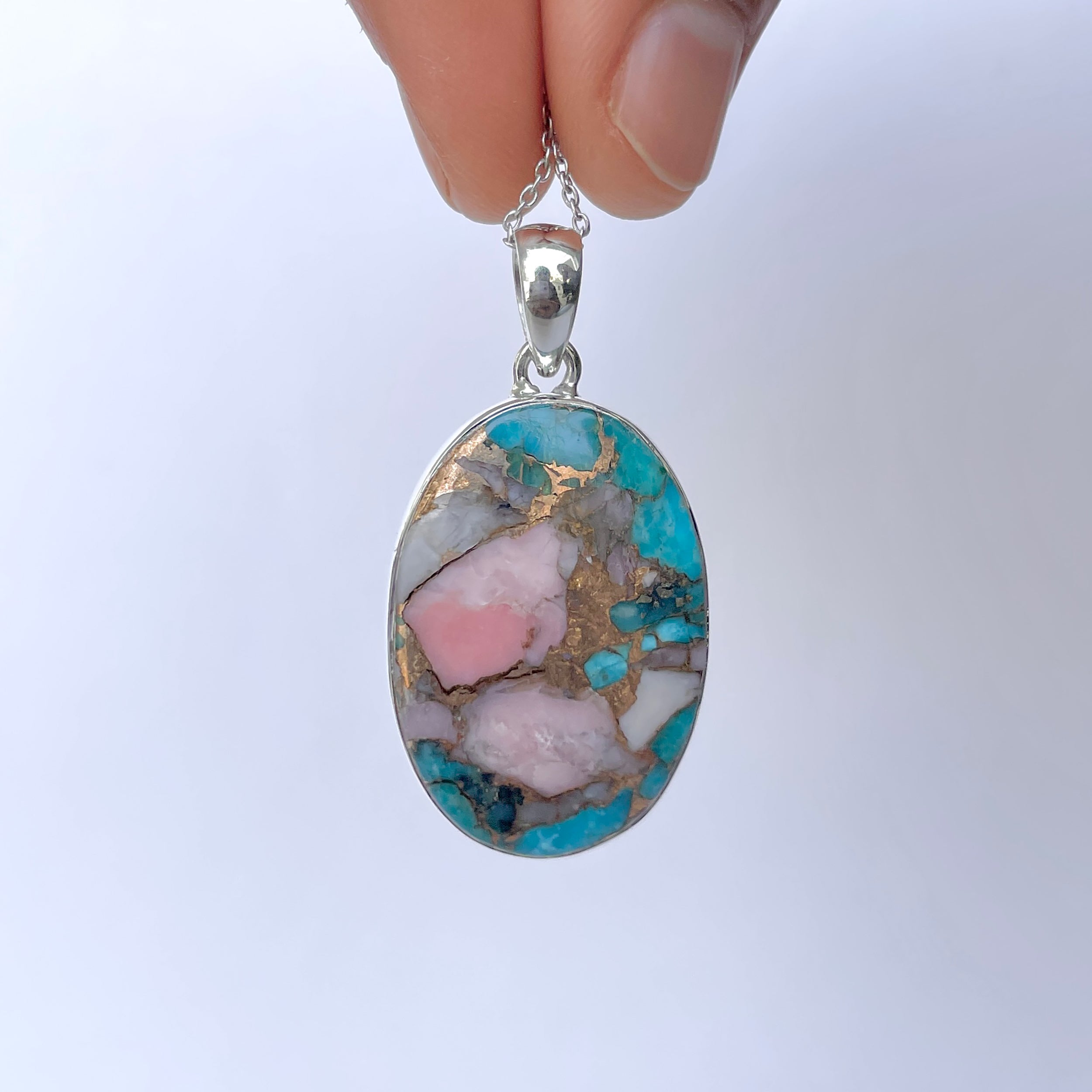 Spiny Oyster Turquoise Pendant-(TRO-P-132.)