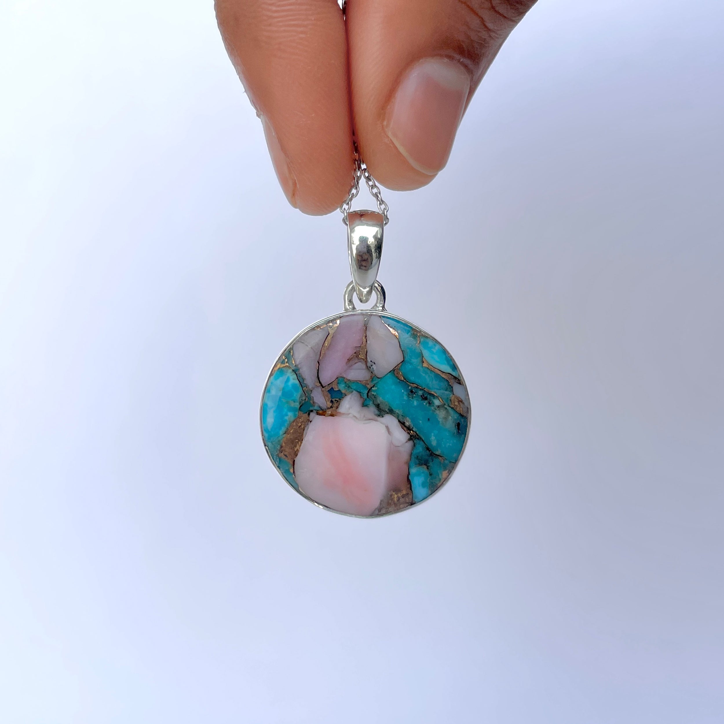 Spiny Oyster Turquoise Pendant-(TRO-P-133.)