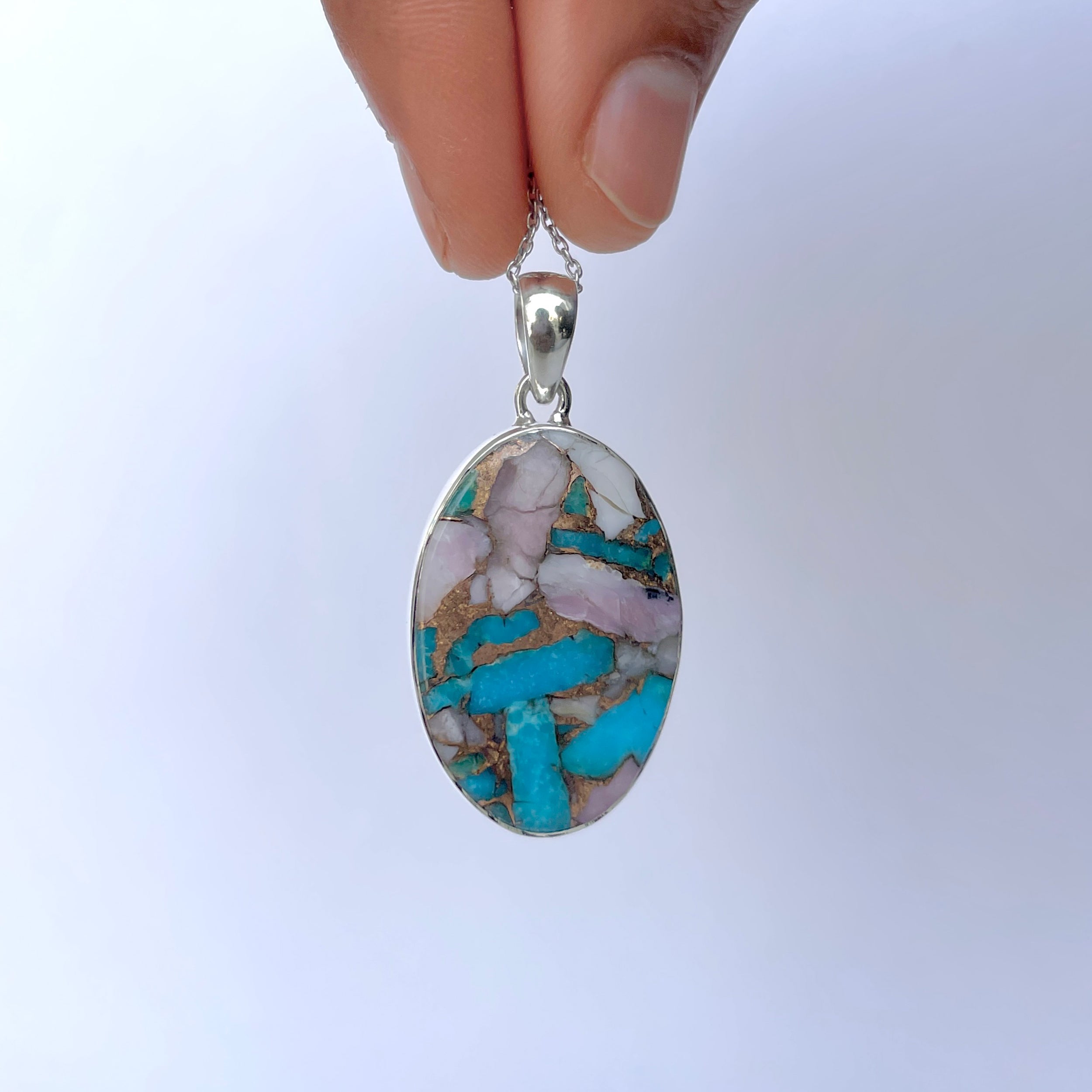 Spiny Oyster Turquoise Pendant-(TRO-P-134.)