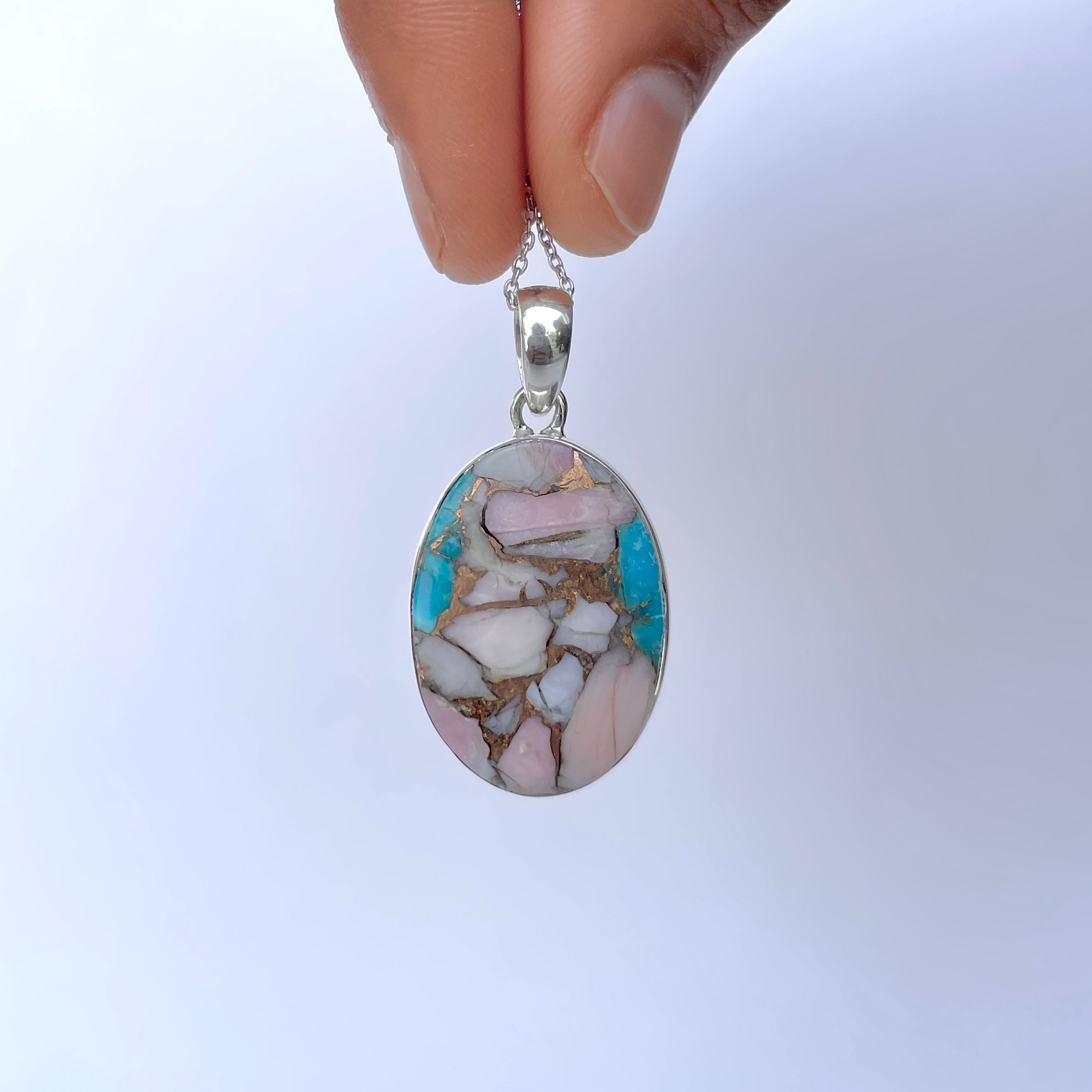 Spiny Oyster Turquoise Pendant-(TRO-P-135.)