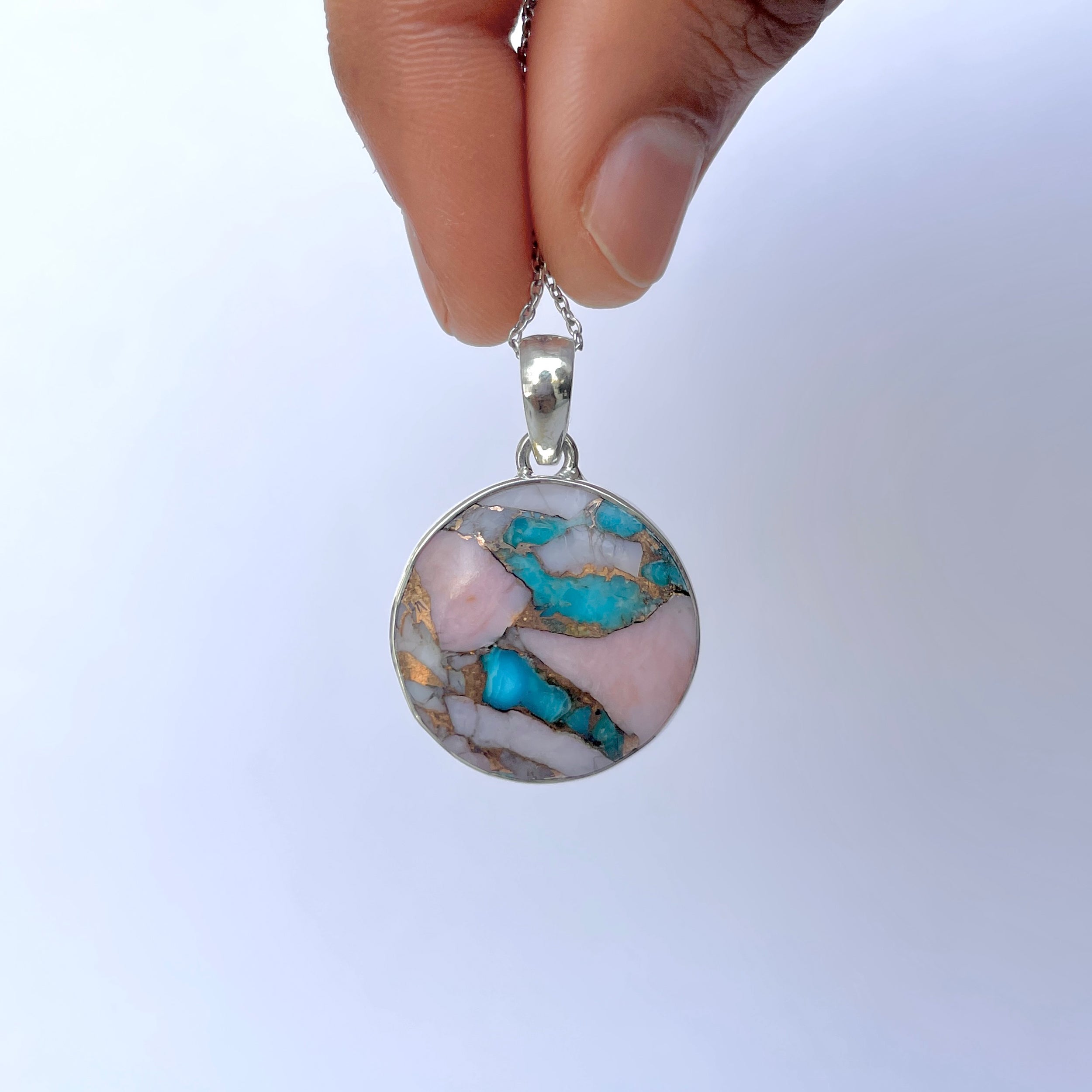 Spiny Oyster Turquoise Pendant-(TRO-P-136.)