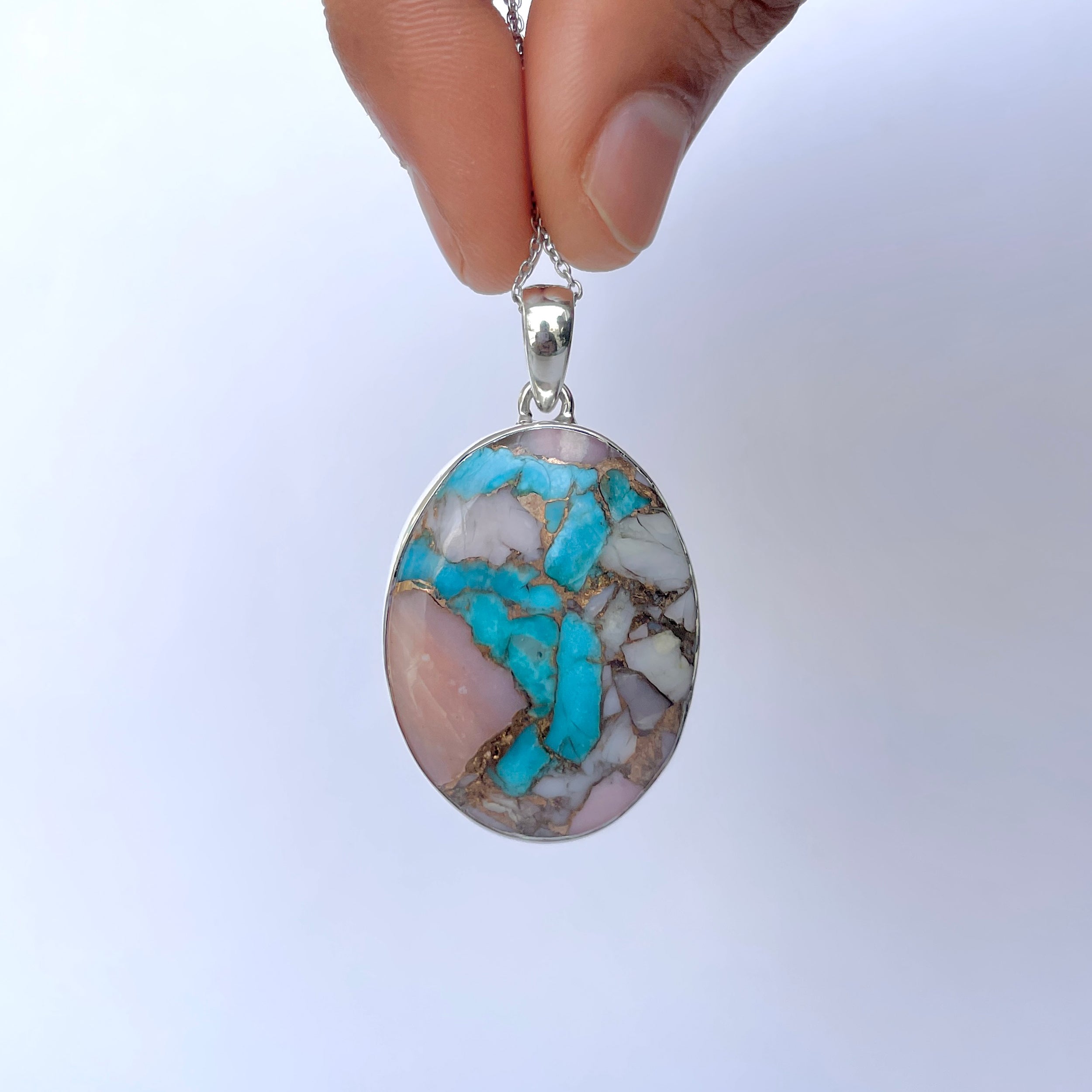 Spiny Oyster Turquoise Pendant-(TRO-P-137.)