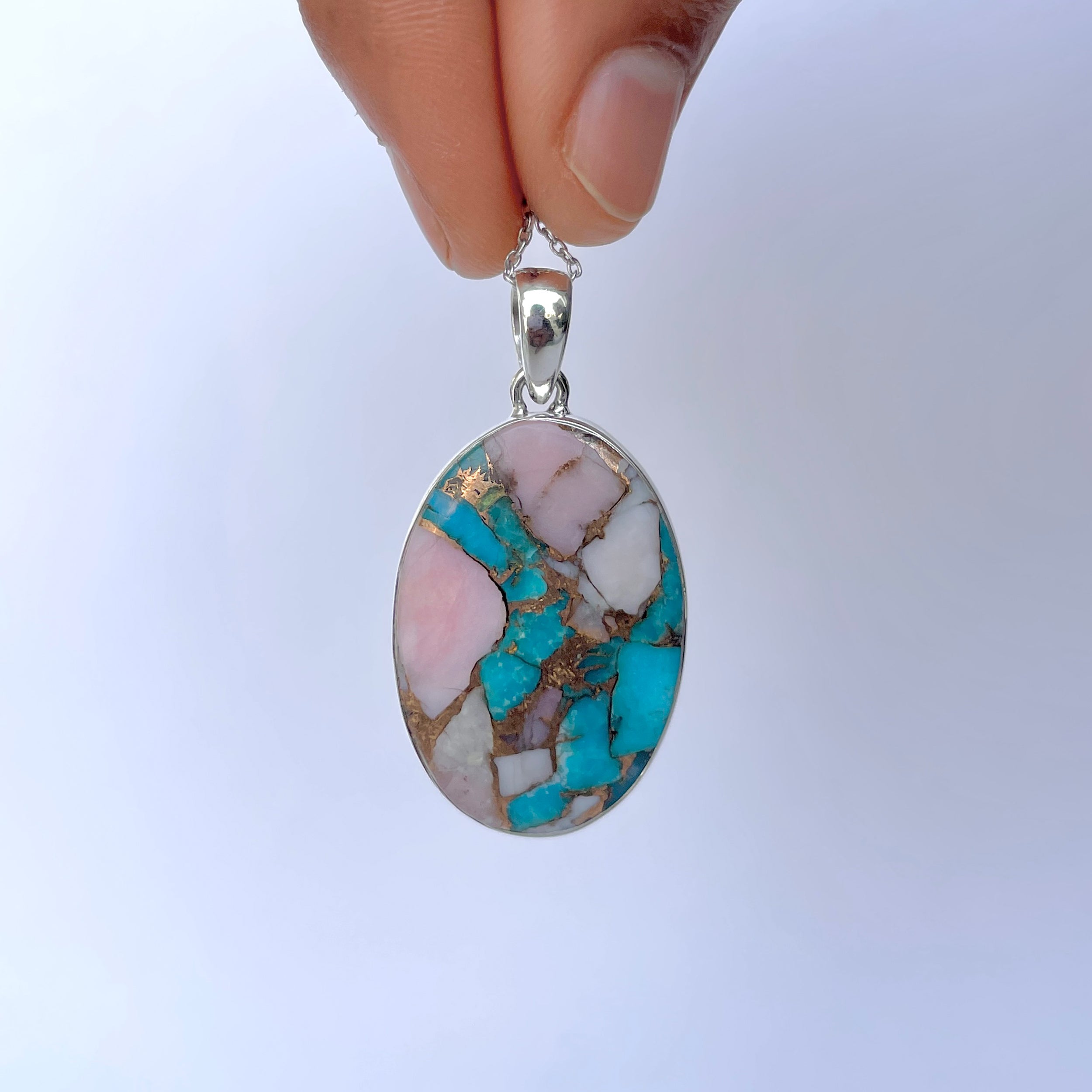 Spiny Oyster Turquoise Pendant-(TRO-P-138.)