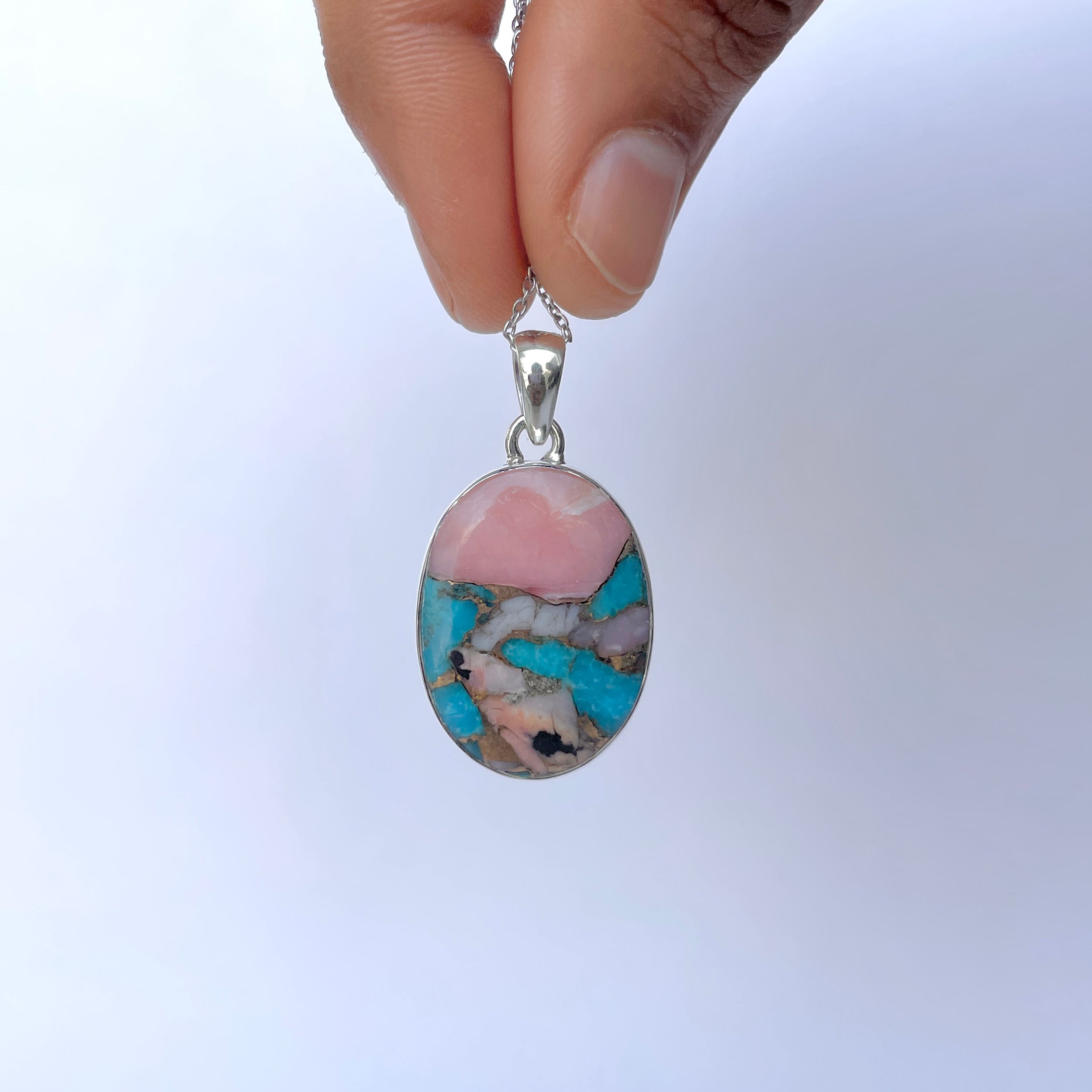 Spiny Oyster Turquoise Pendant-(TRO-P-139.)