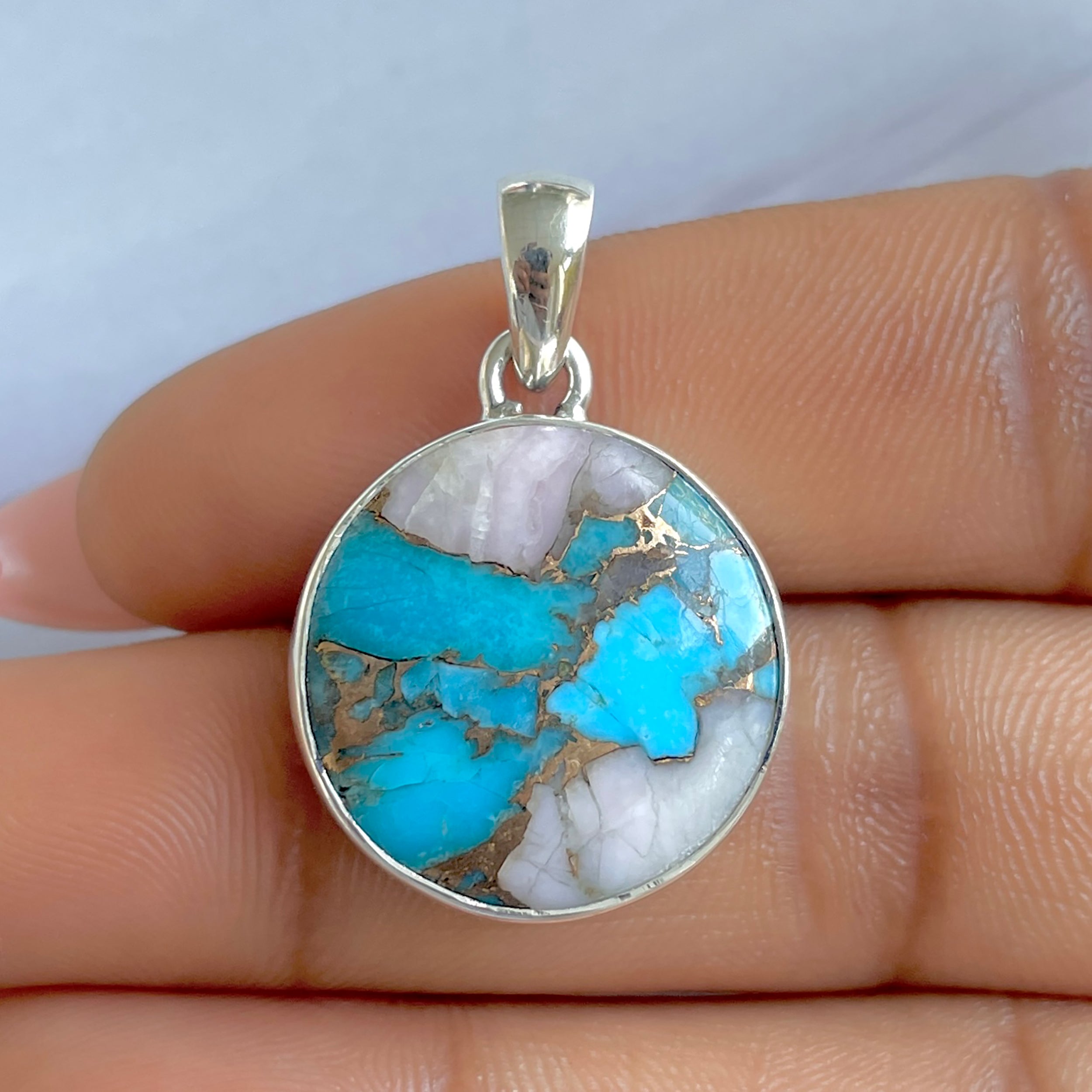 Spiny Oyster Turquoise Pendant-(TRO-P-140.)