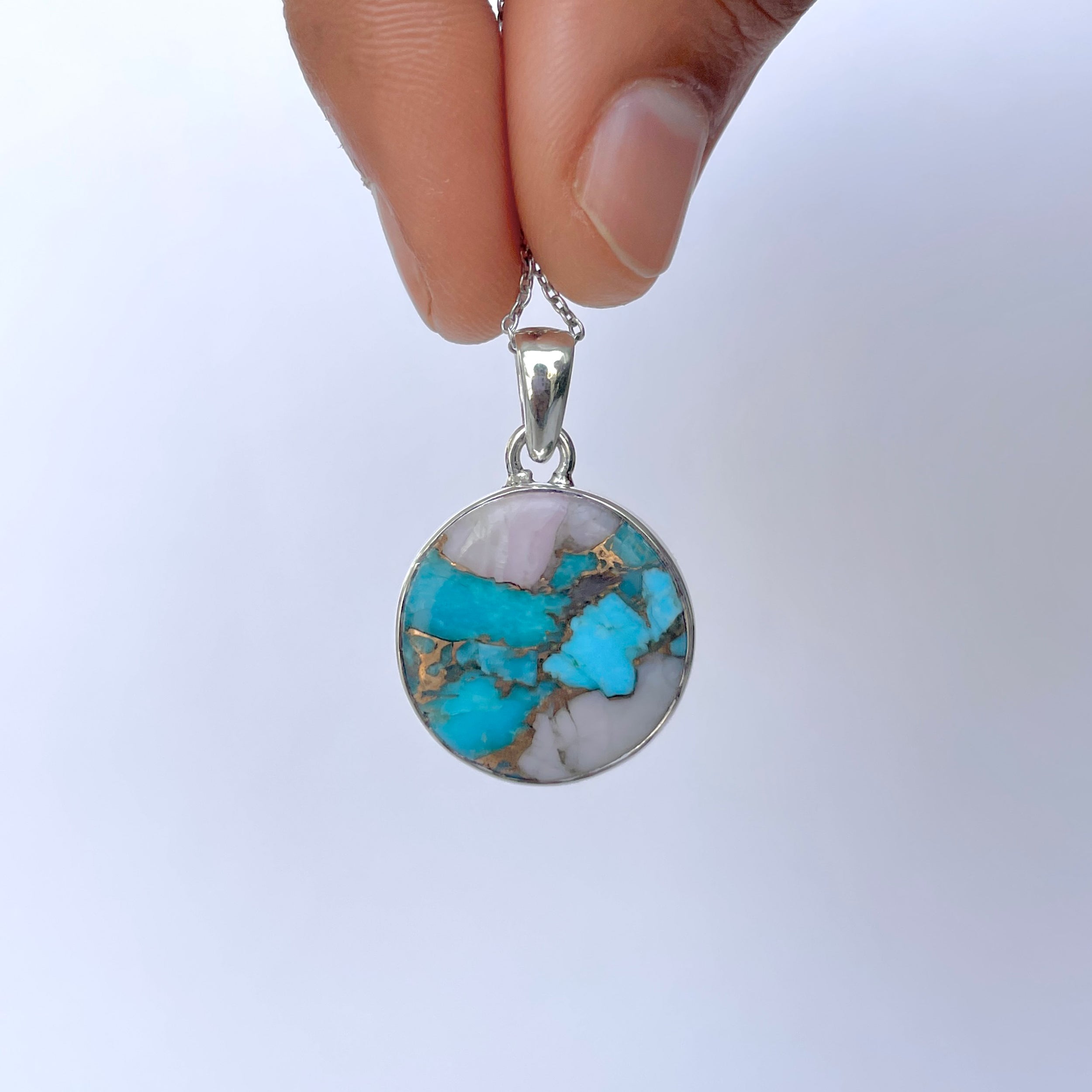 Spiny Oyster Turquoise Pendant-(TRO-P-140.)