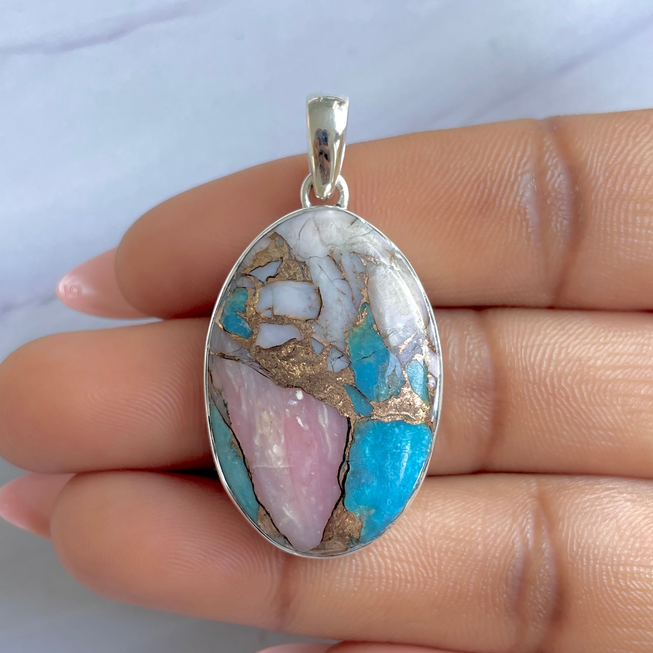 Spiny Oyster Turquoise Pendant-(TRO-P-141.)
