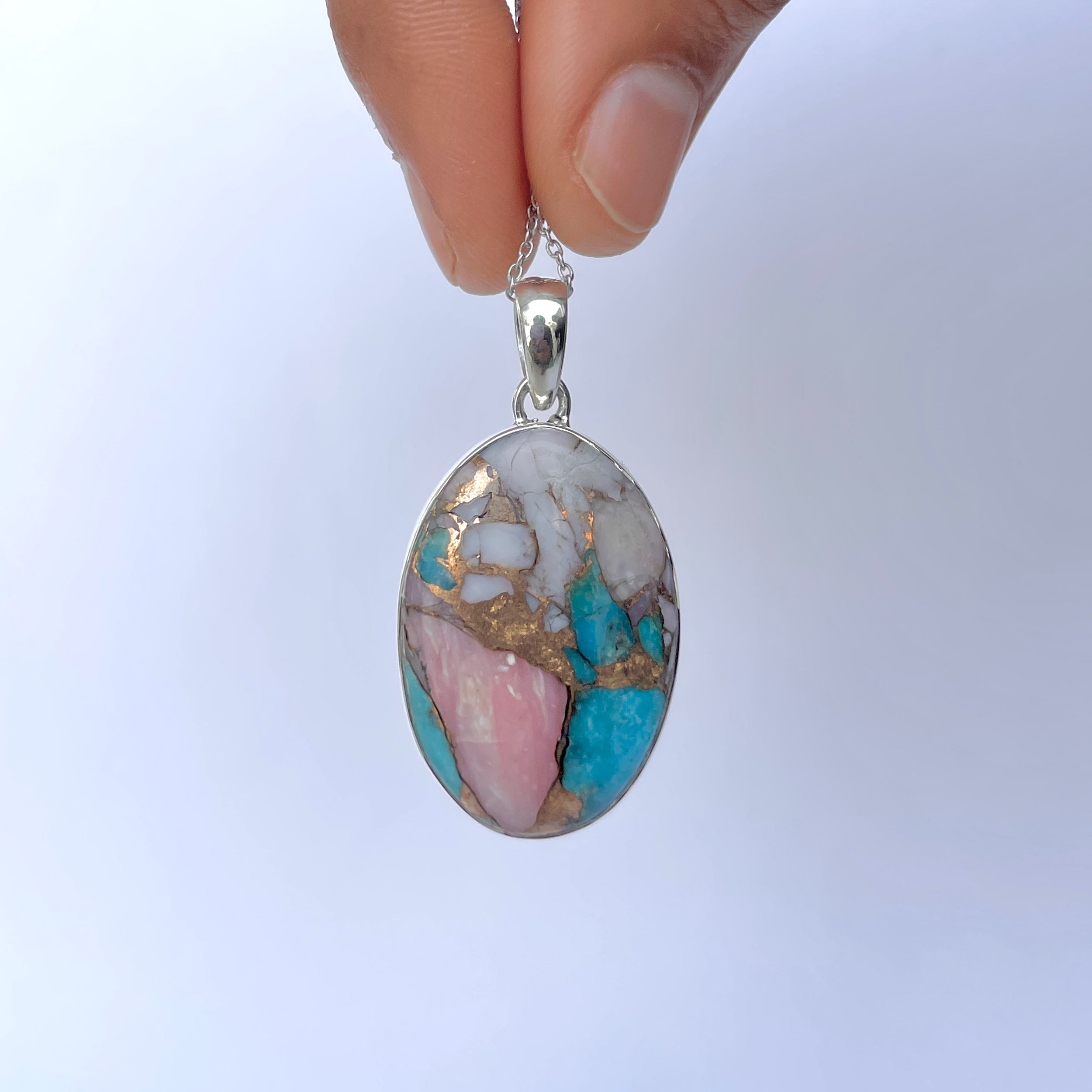 Spiny Oyster Turquoise Pendant-(TRO-P-141.)