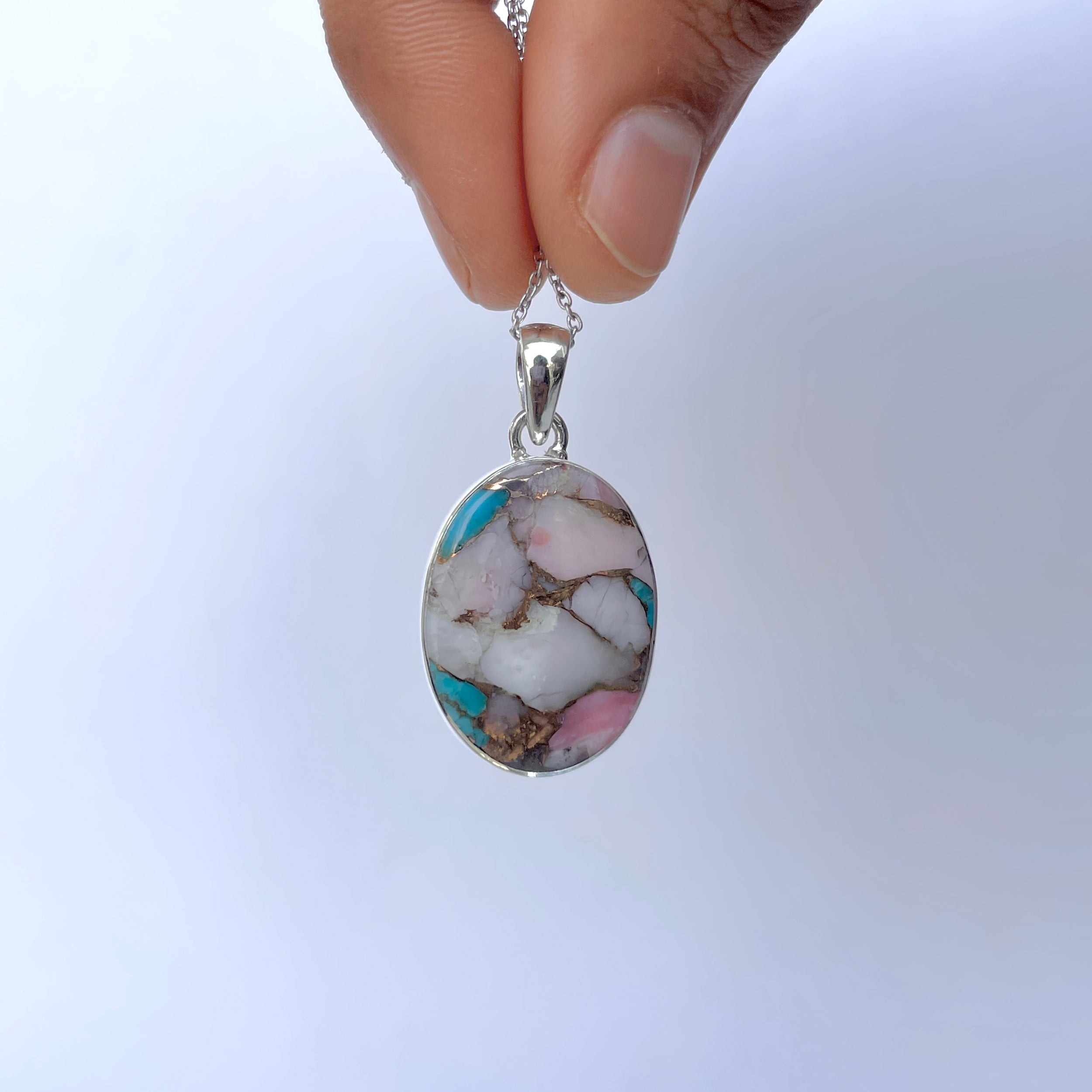 Spiny Oyster Turquoise Pendant-(TRO-P-142.)