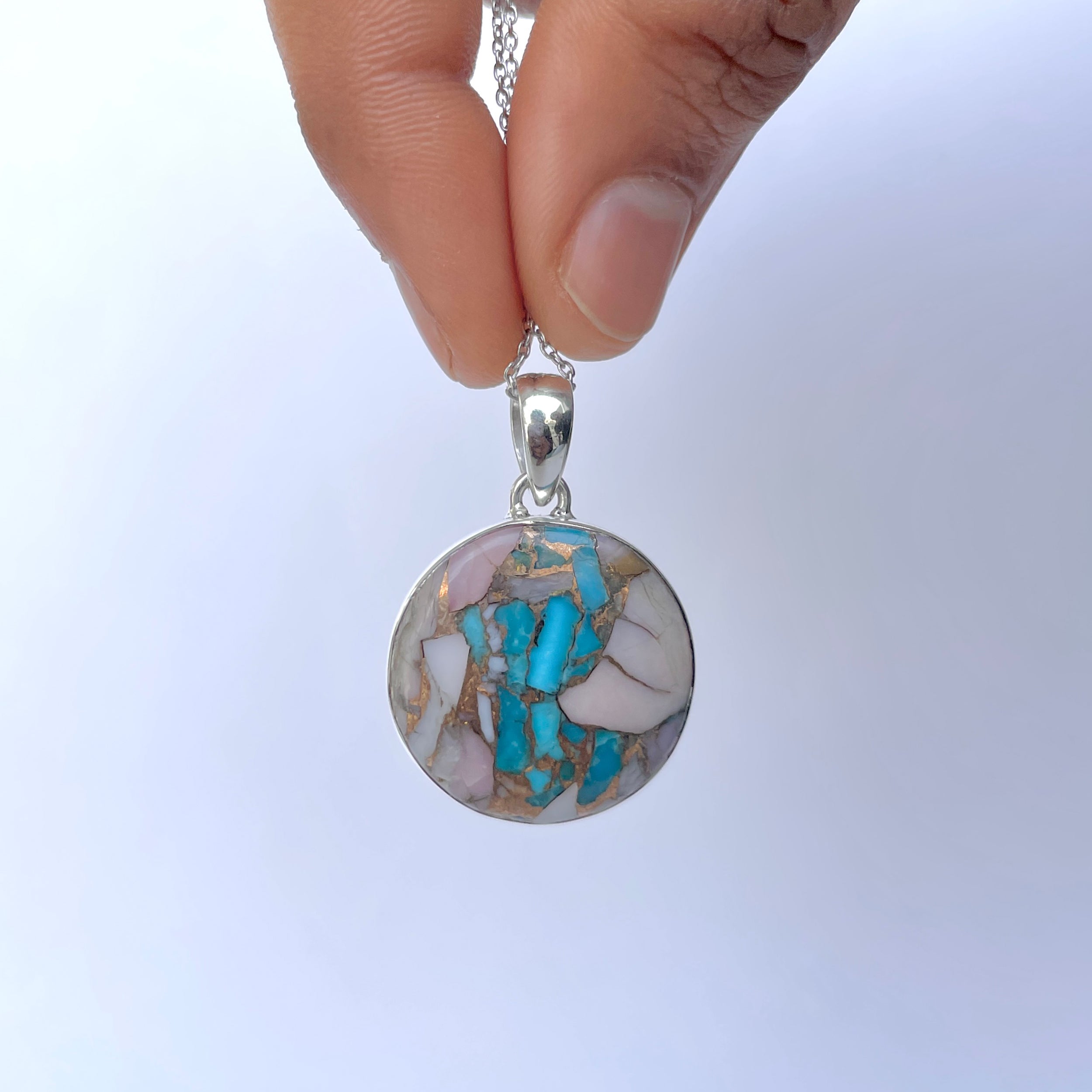 Spiny Oyster Turquoise Pendant-(TRO-P-143.)