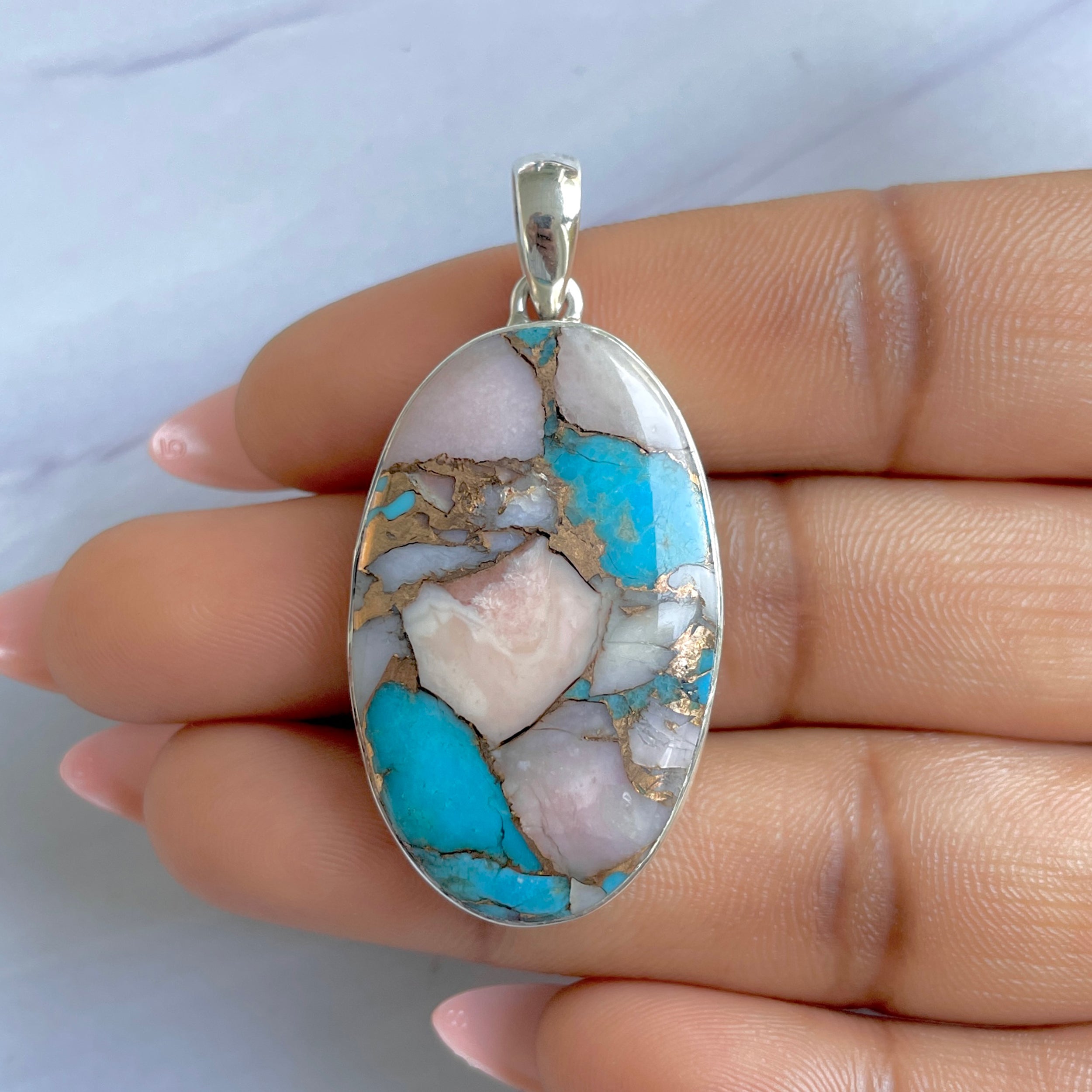 Spiny Oyster Turquoise Pendant-(TRO-P-144.)