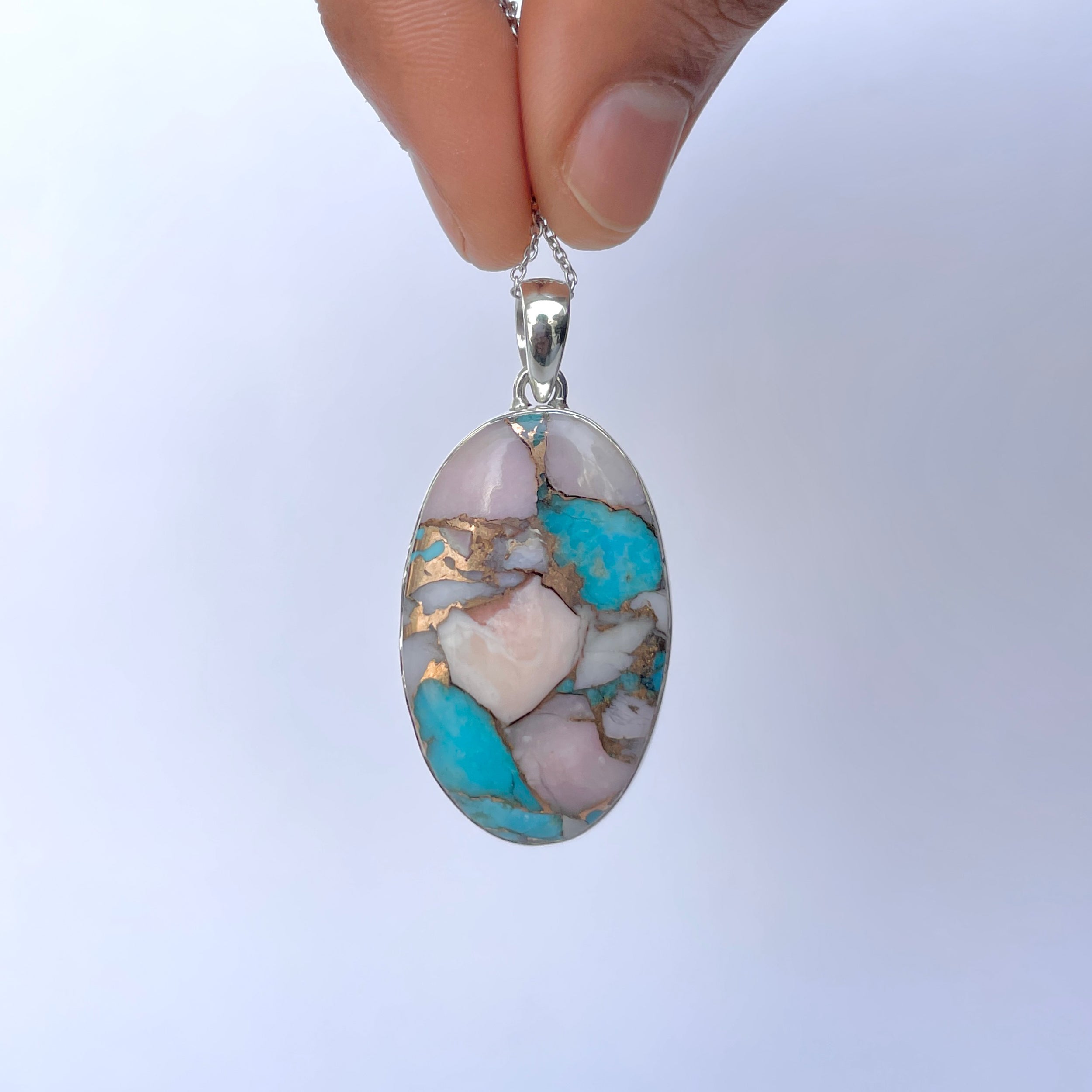 Spiny Oyster Turquoise Pendant-(TRO-P-144.)