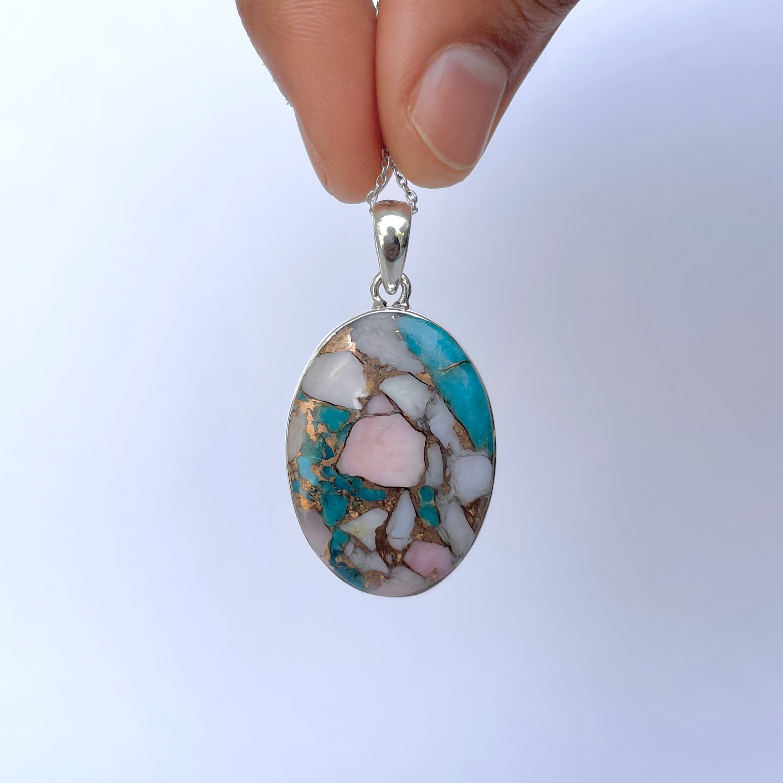 Spiny Oyster Turquoise Pendant-(TRO-P-146.)