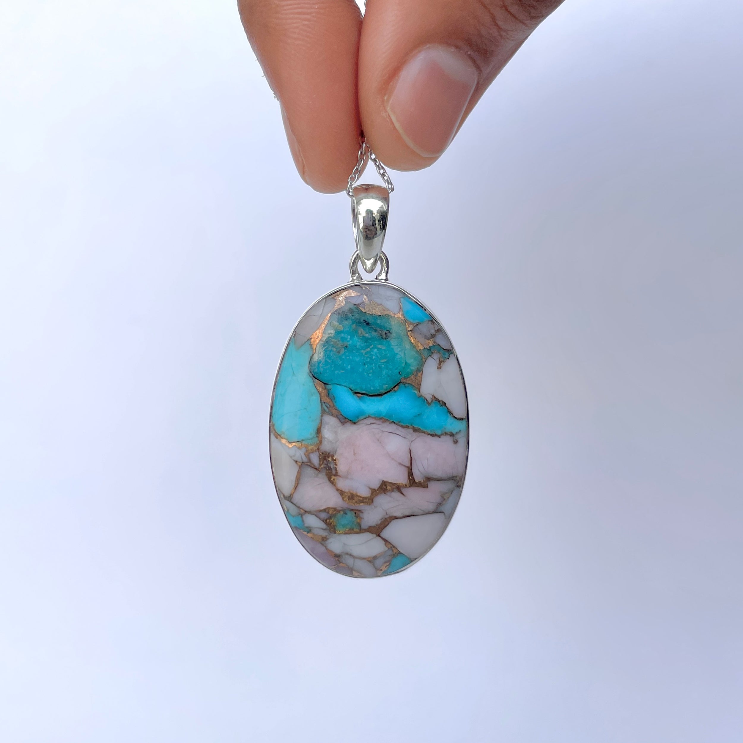 Spiny Oyster Turquoise Pendant-(TRO-P-147.)