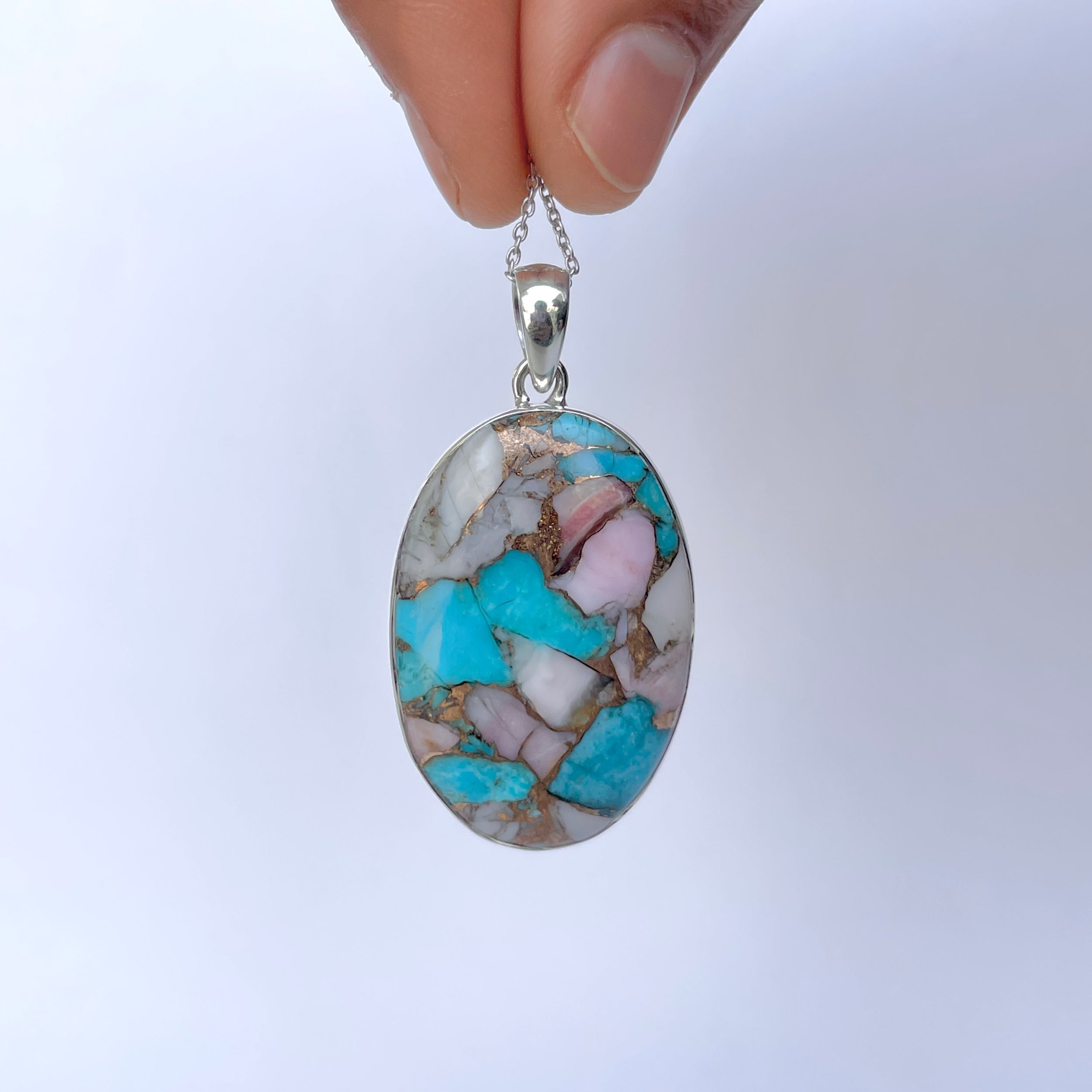 Spiny Oyster Turquoise Pendant-(TRO-P-148.)