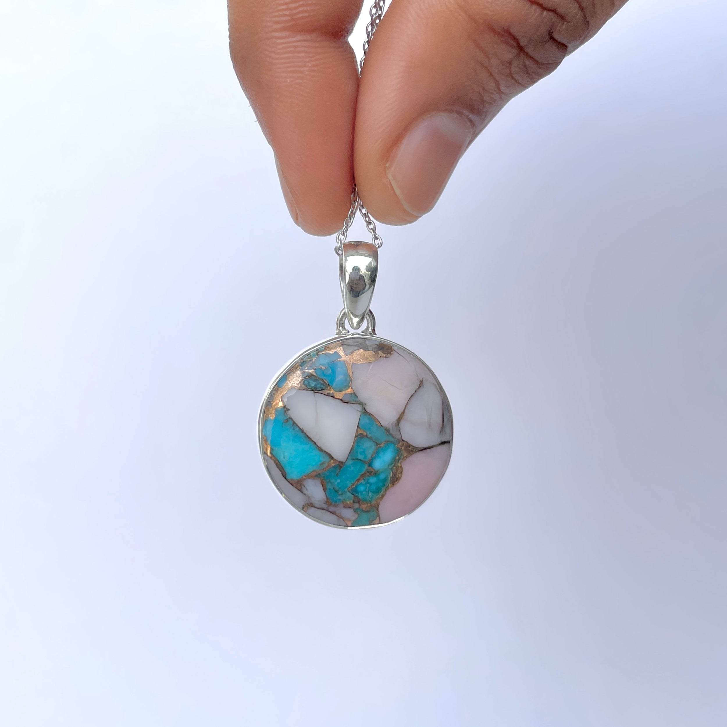 Spiny Oyster Turquoise Pendant-(TRO-P-149.)