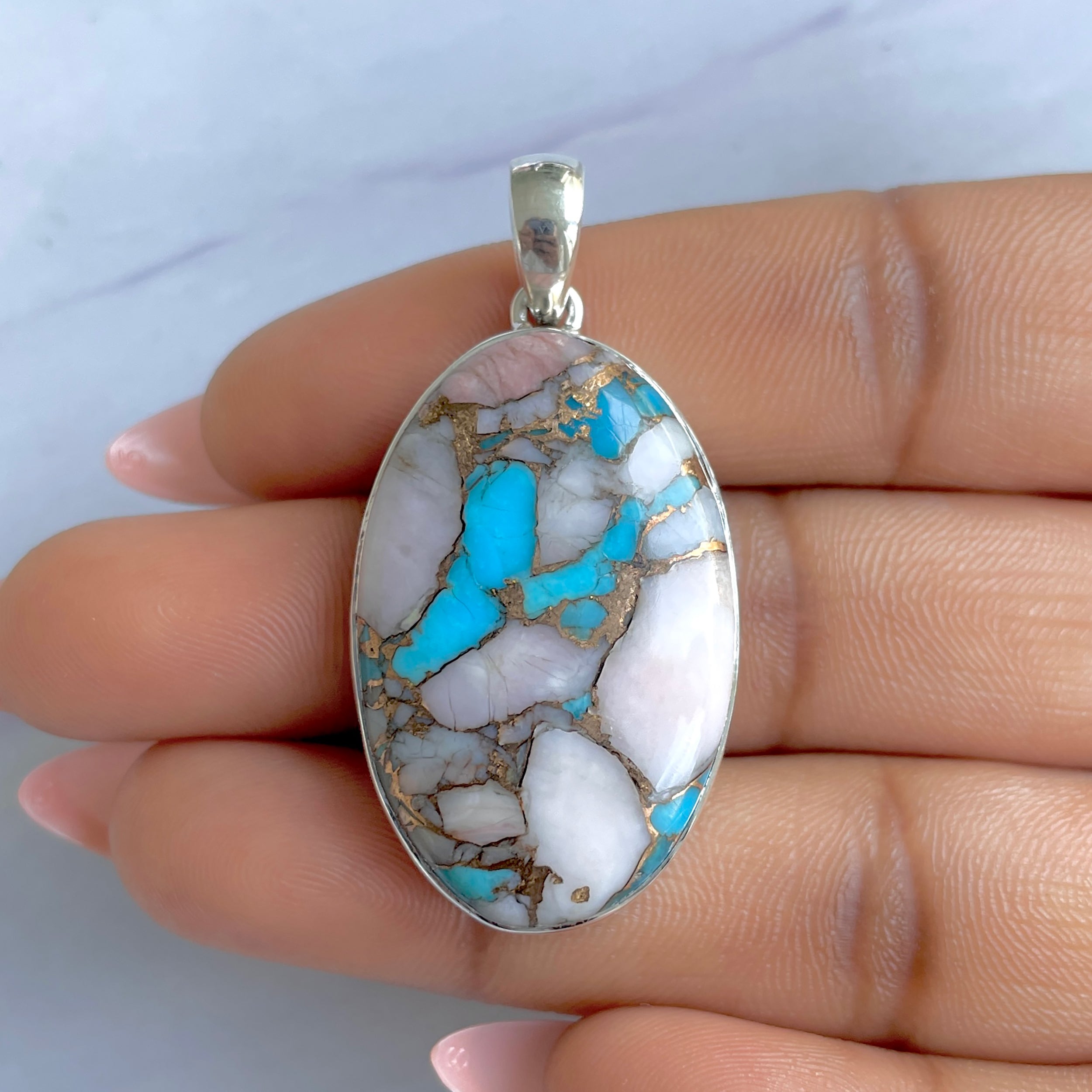 Spiny Oyster Turquoise Pendant-(TRO-P-150.)