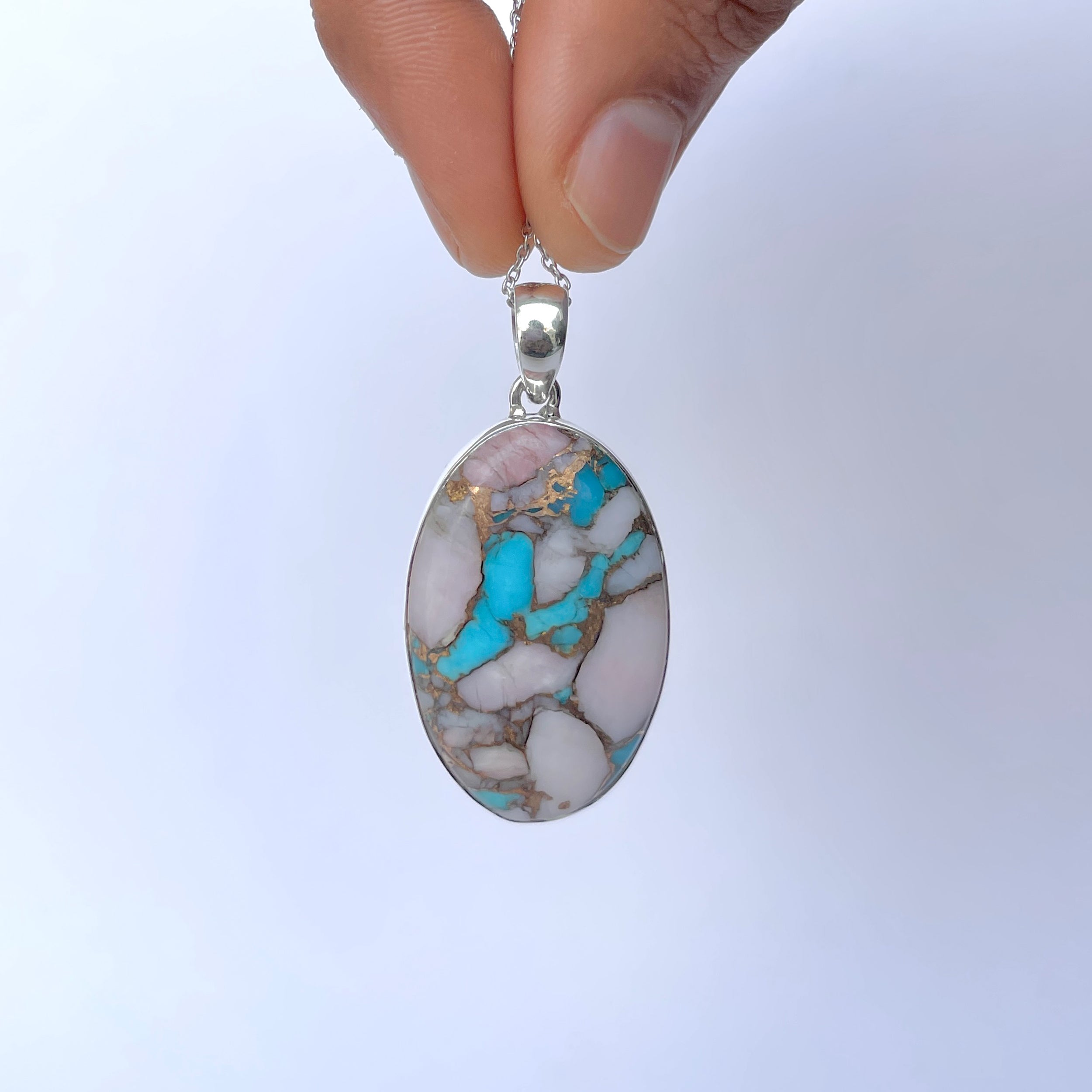 Spiny Oyster Turquoise Pendant-(TRO-P-150.)