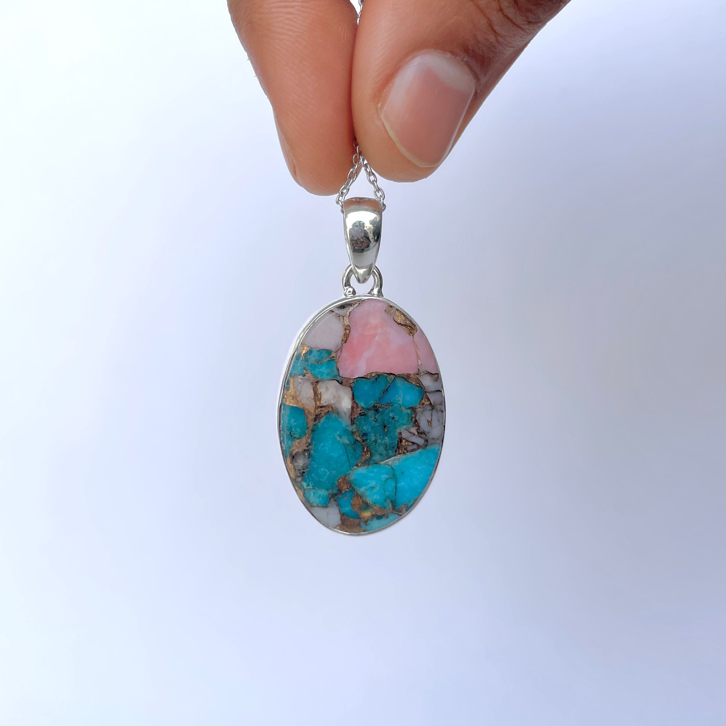 Spiny Oyster Turquoise Pendant-(TRO-P-153.)