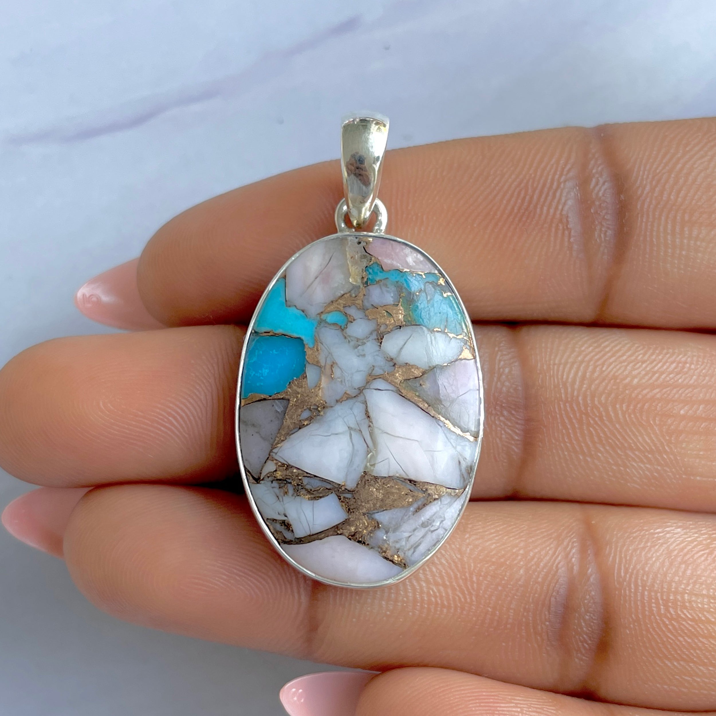 Spiny Oyster Turquoise Pendant-(TRO-P-154.)
