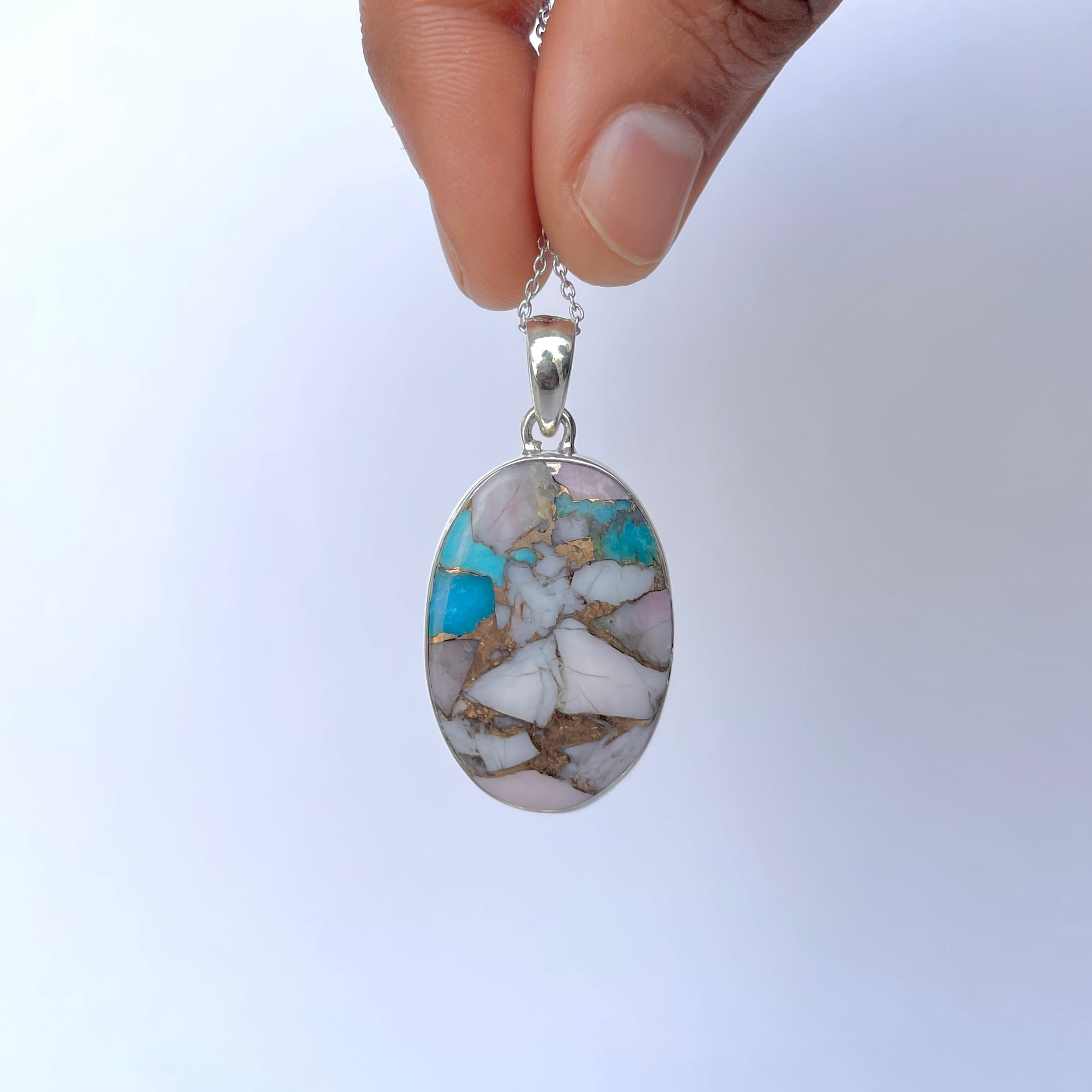 Spiny Oyster Turquoise Pendant-(TRO-P-154.)