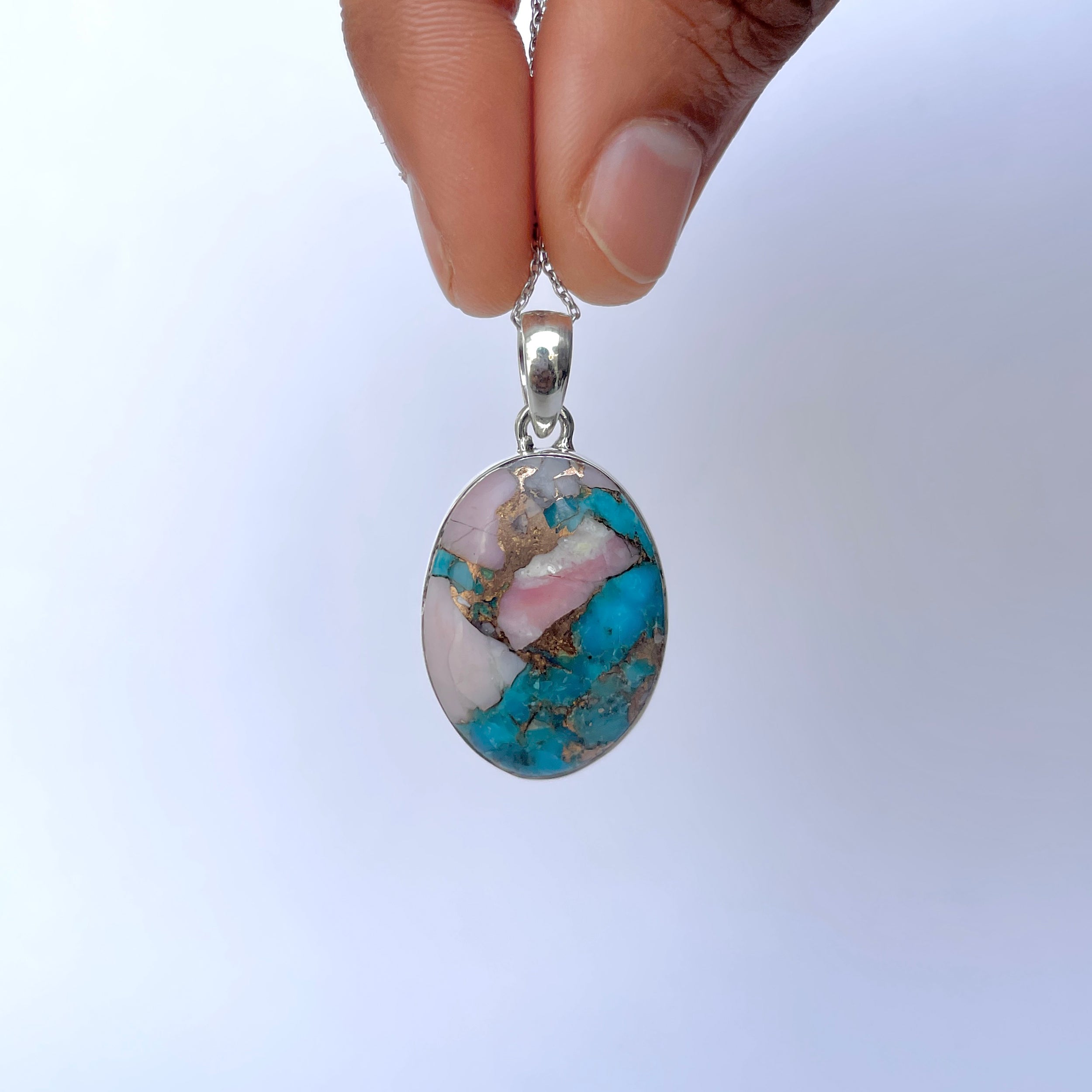 Spiny Oyster Turquoise Pendant-(TRO-P-155.)