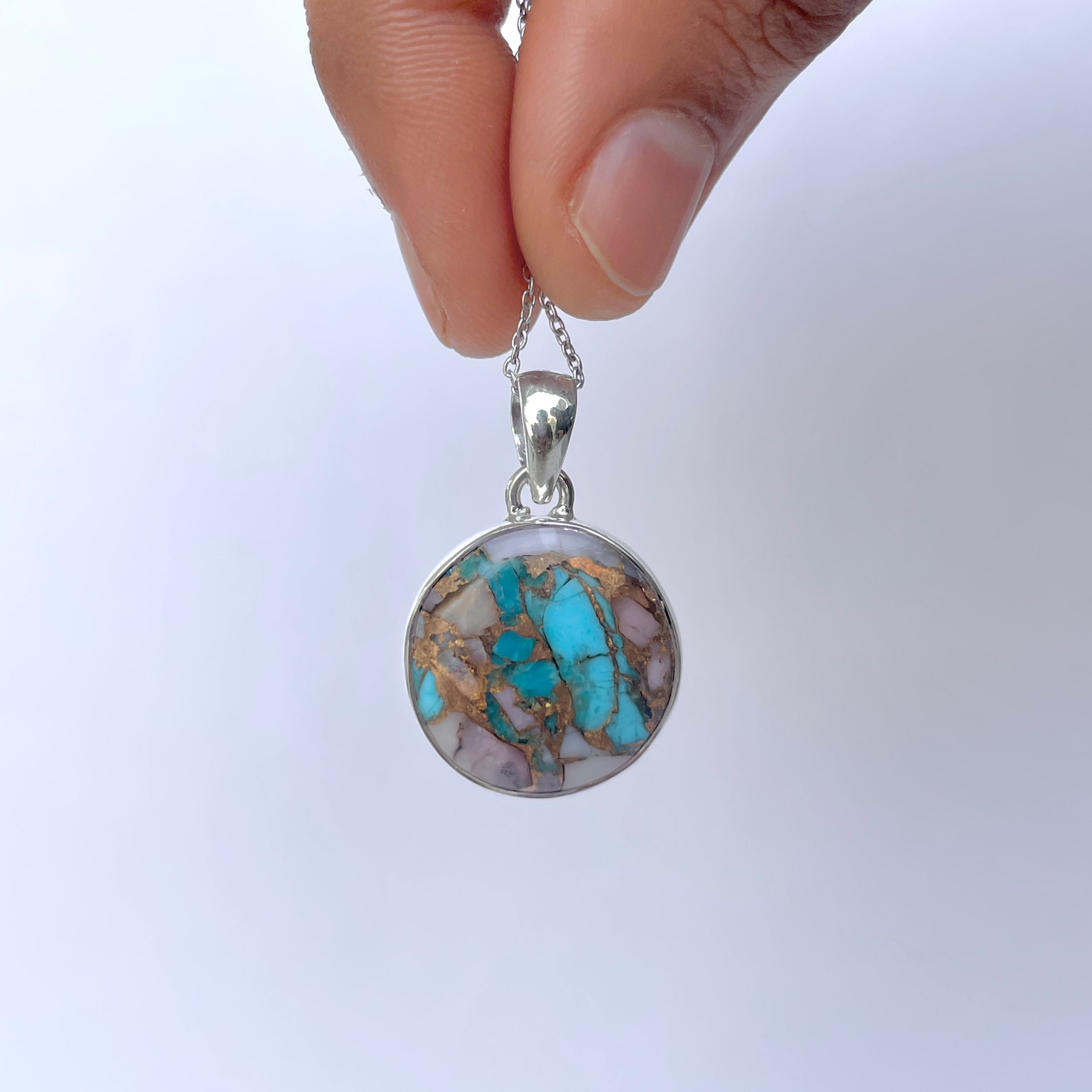 Spiny Oyster Turquoise Pendant-(TRO-P-156.)
