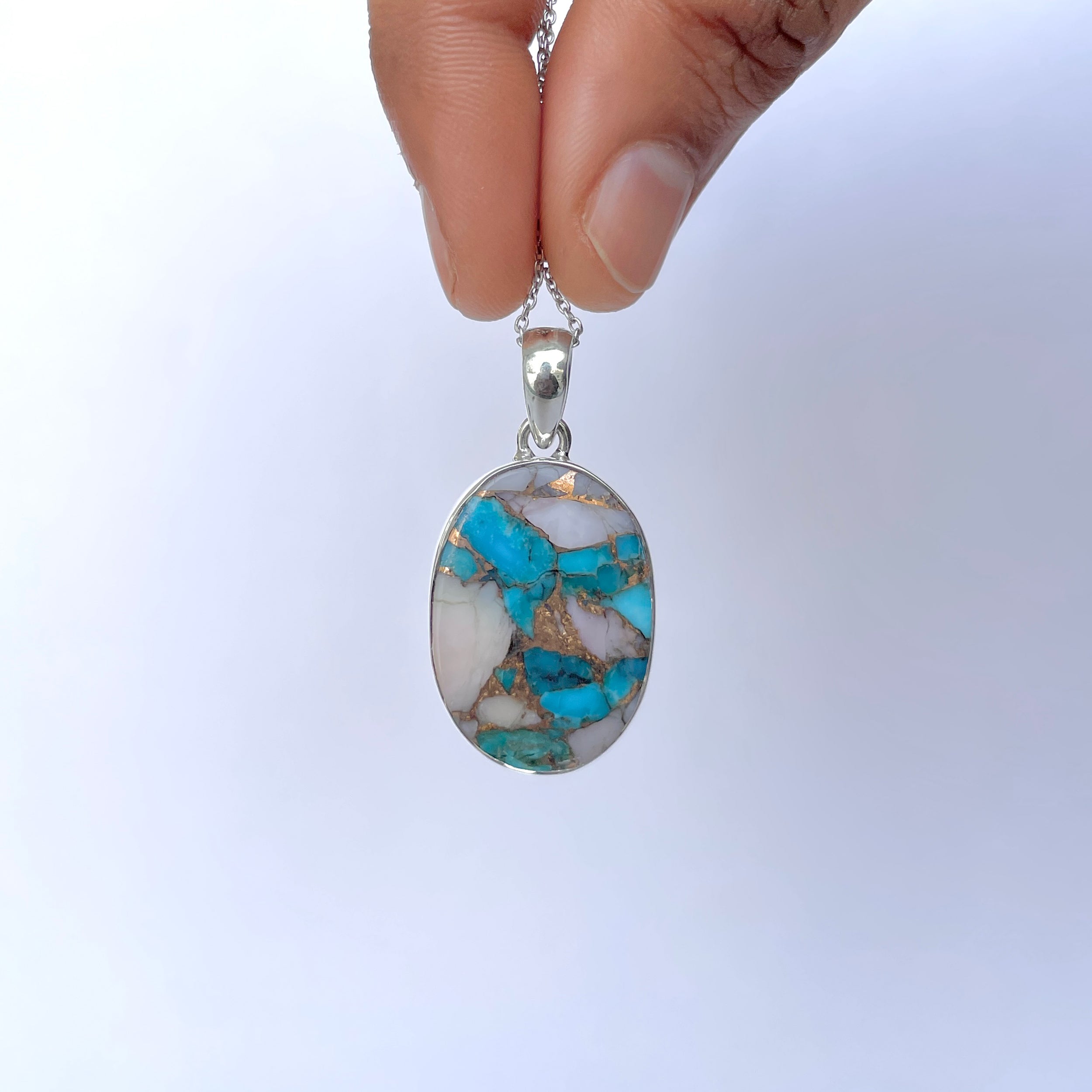 Spiny Oyster Turquoise Pendant-(TRO-P-158.)