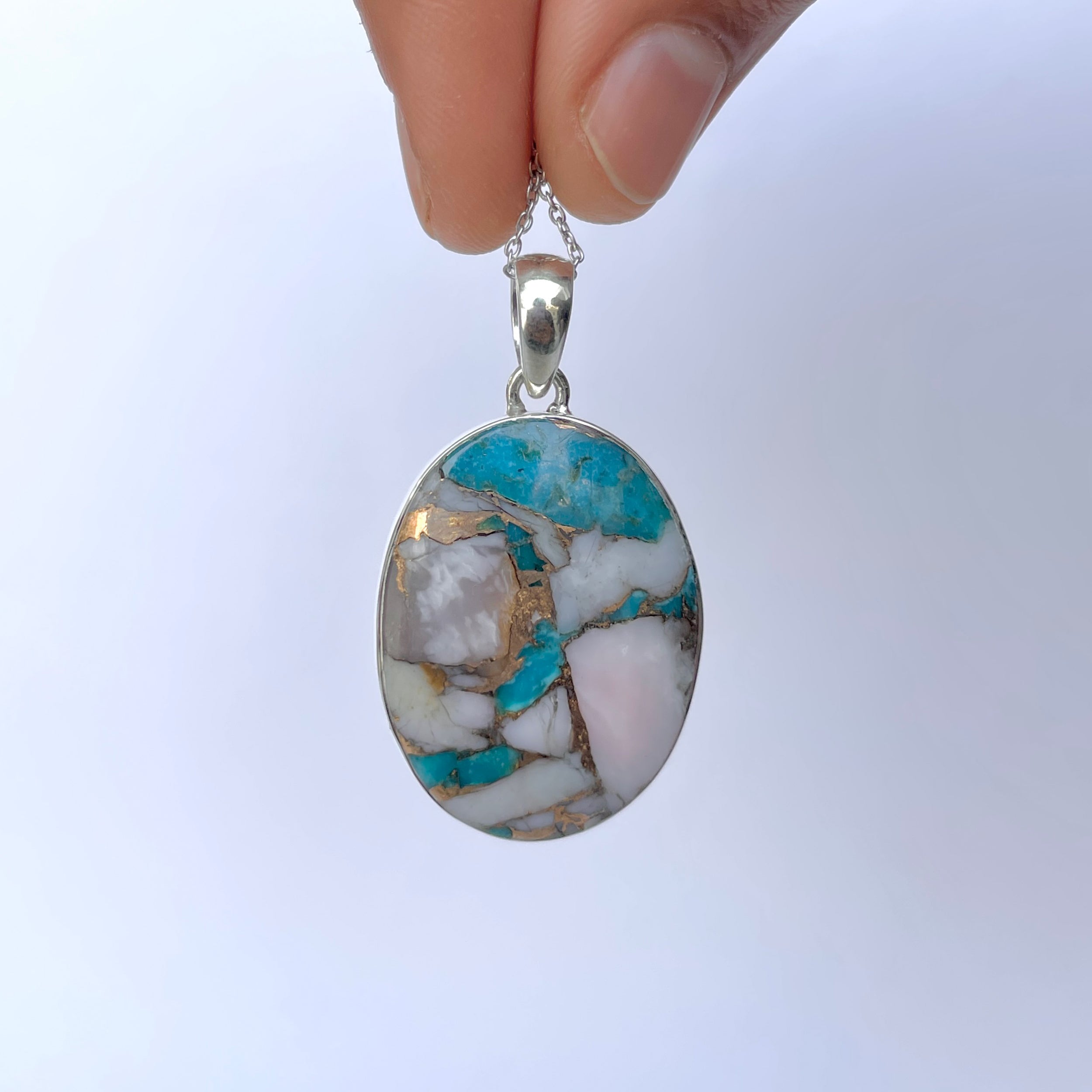 Spiny Oyster Turquoise Pendant-(TRO-P-159.)