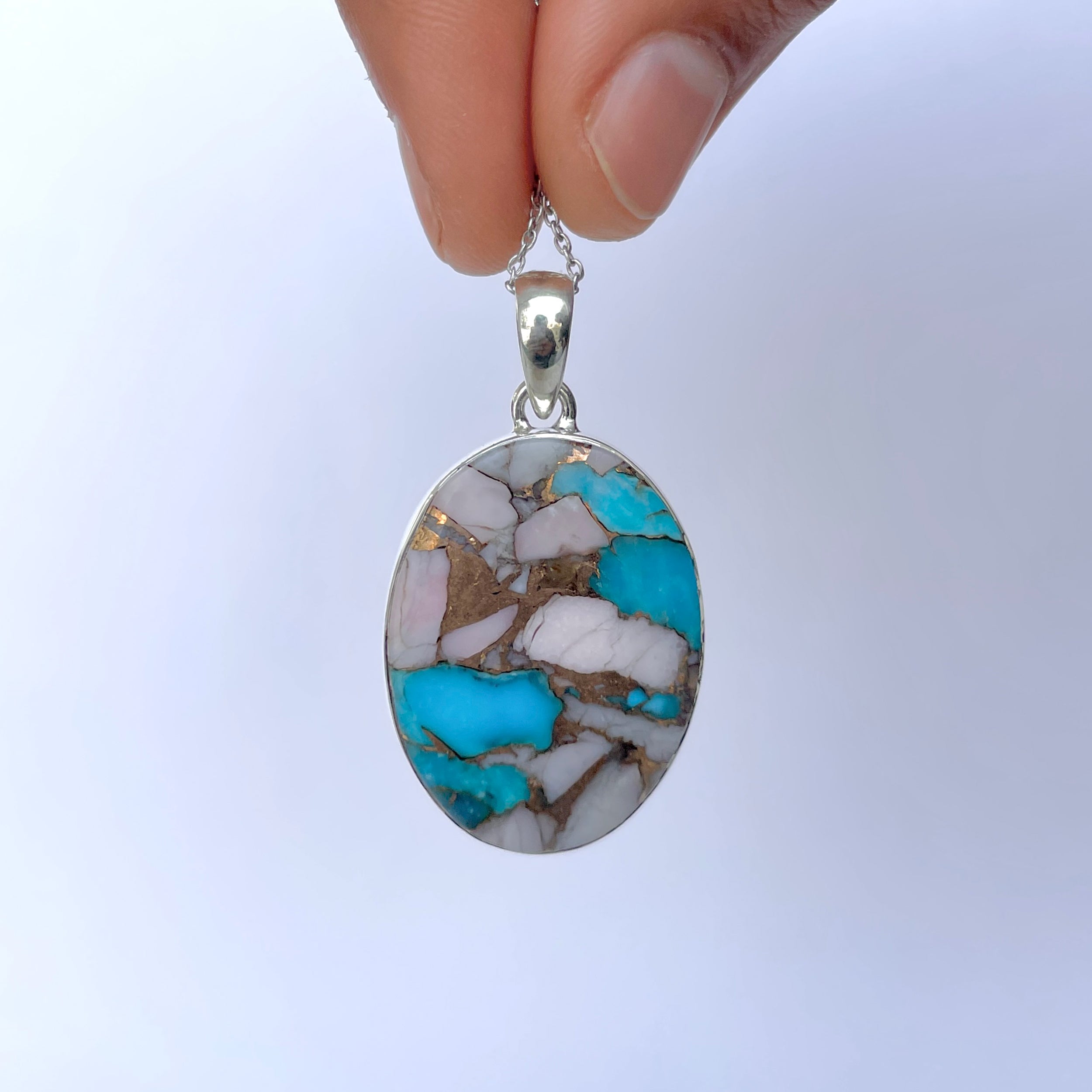 Spiny Oyster Turquoise Pendant-(TRO-P-160.)