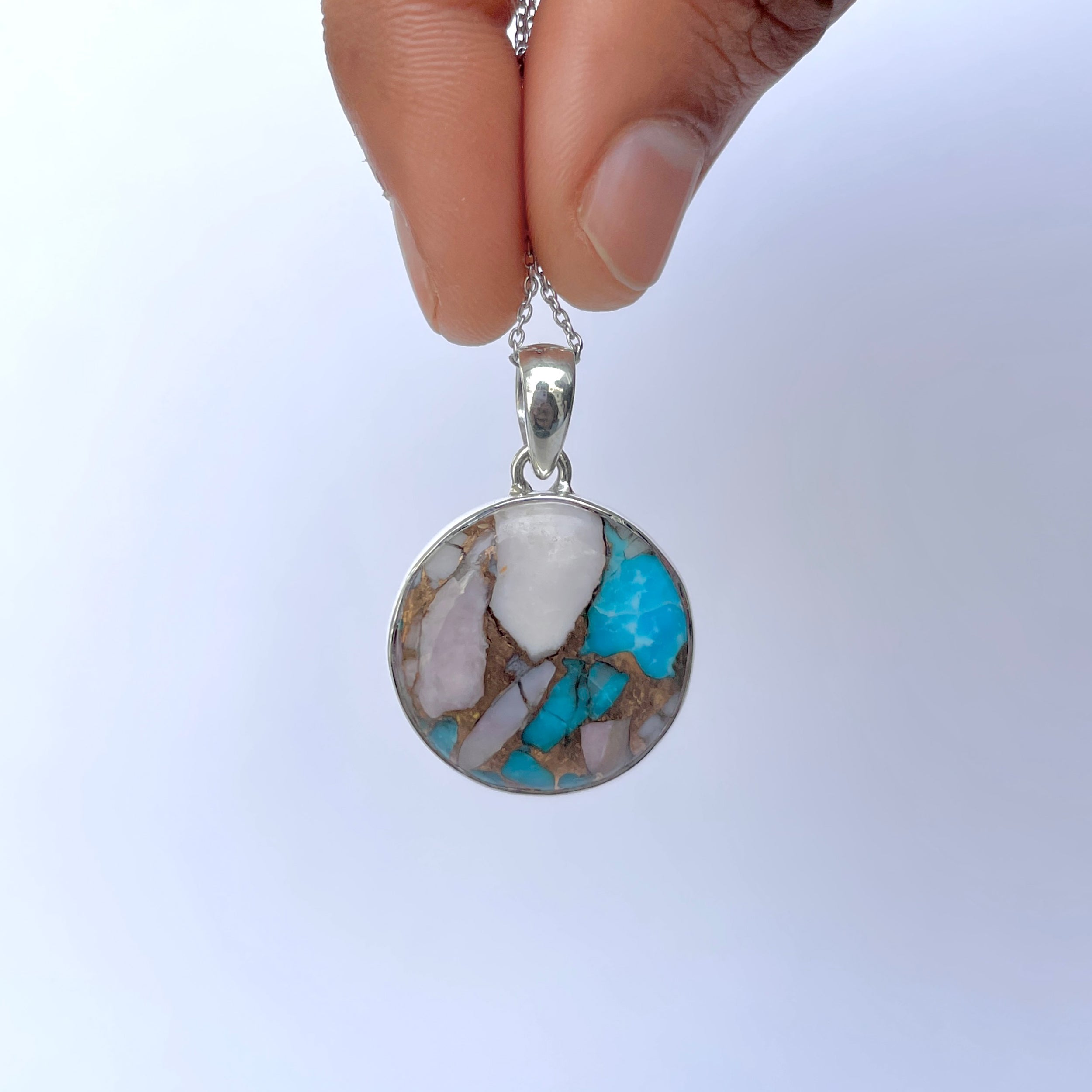 Spiny Oyster Turquoise Pendant-(TRO-P-161.)