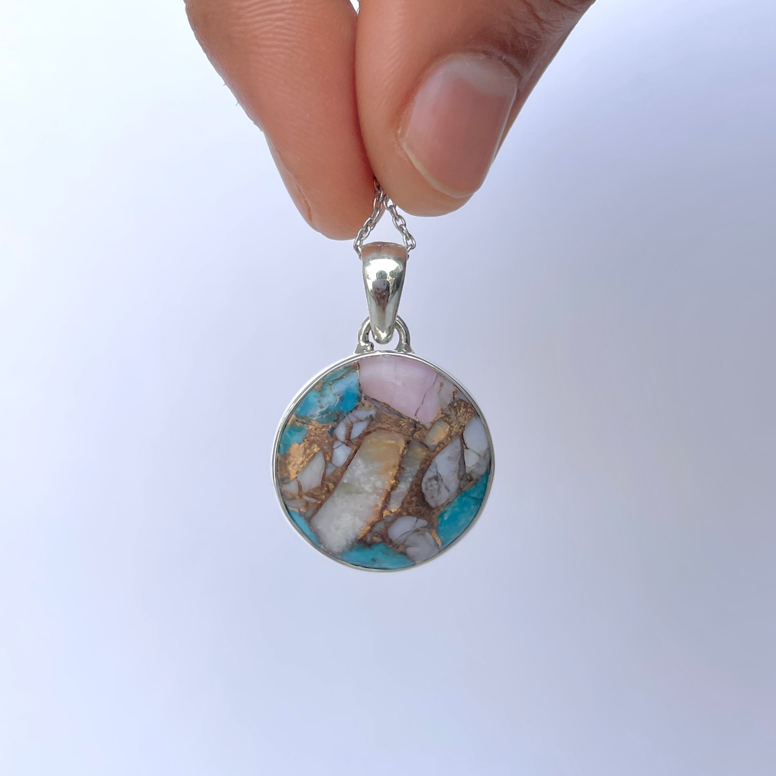 Spiny Oyster Turquoise Pendant-(TRO-P-162.)