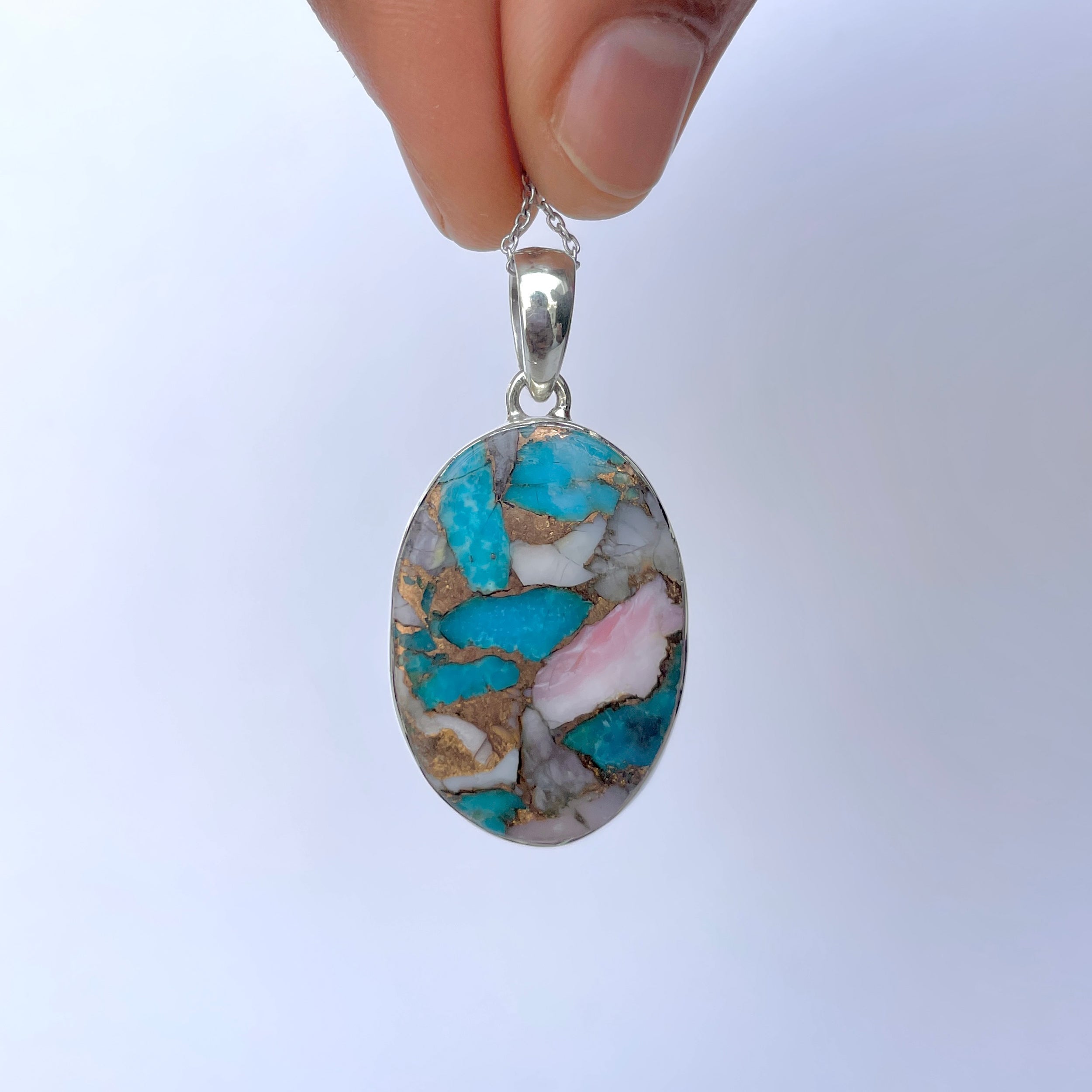 Spiny Oyster Turquoise Pendant-(TRO-P-163.)