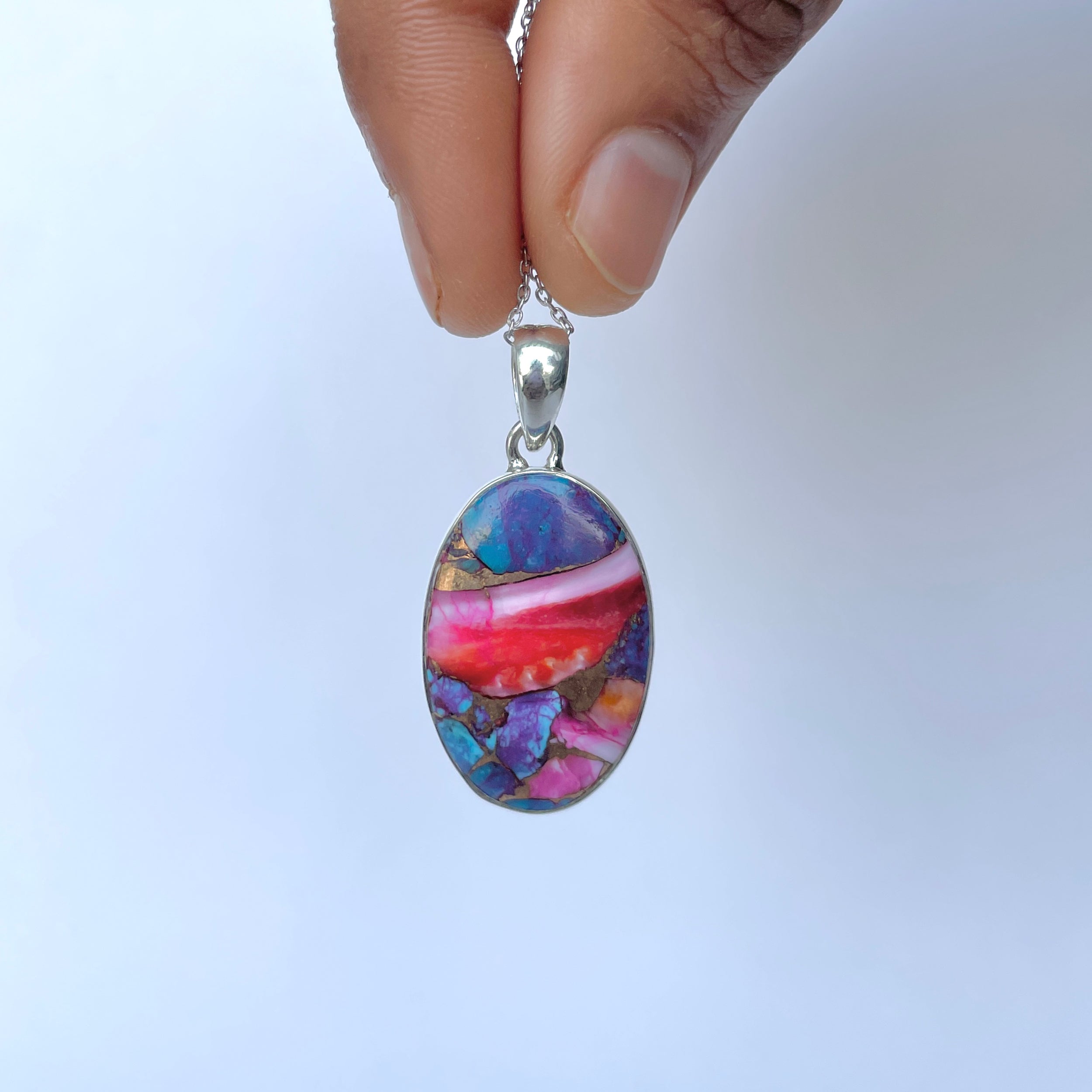 Spiny Oyster Turquoise Pendant-(TRO-P-164.)