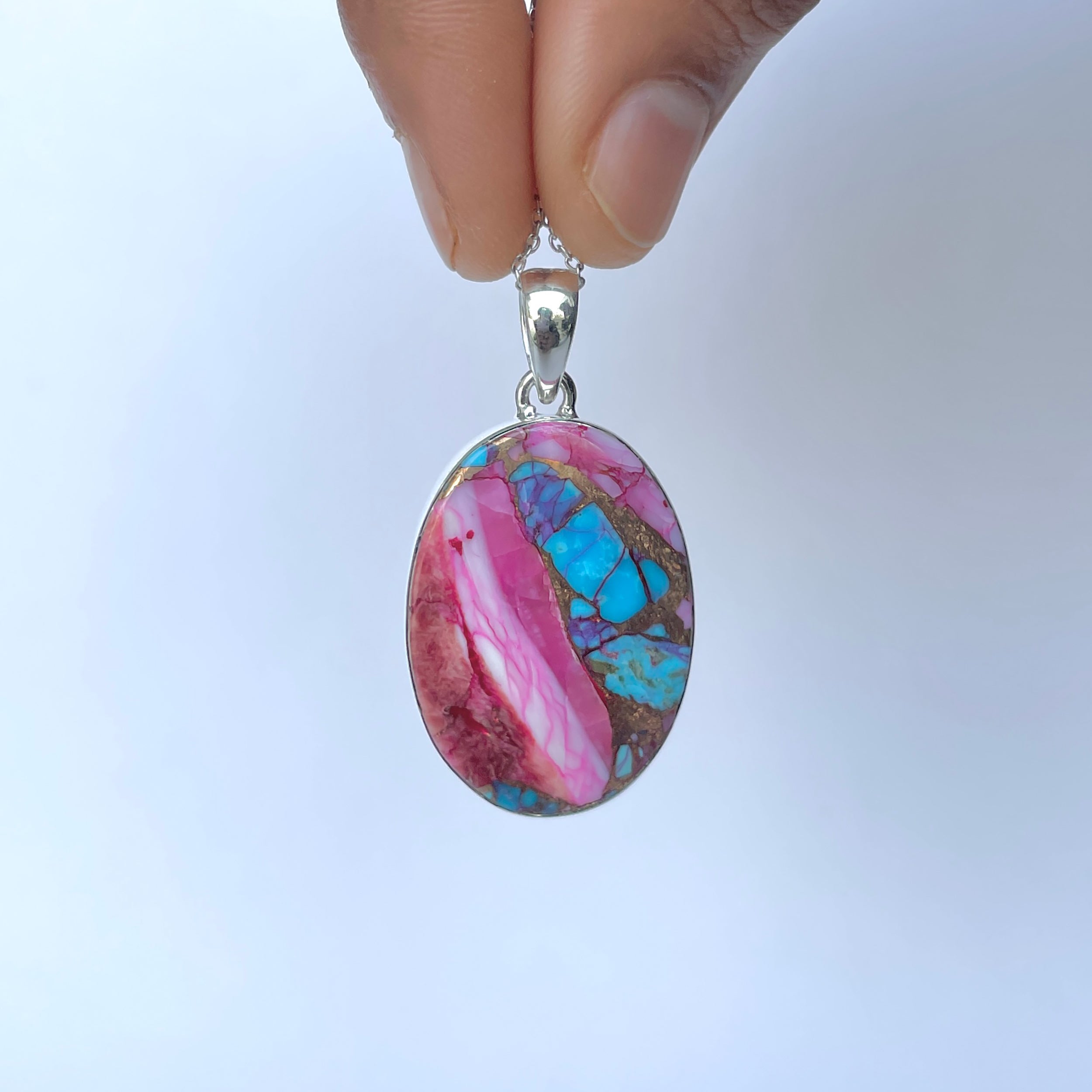 Spiny Oyster Turquoise Pendant-(TRO-P-166.)