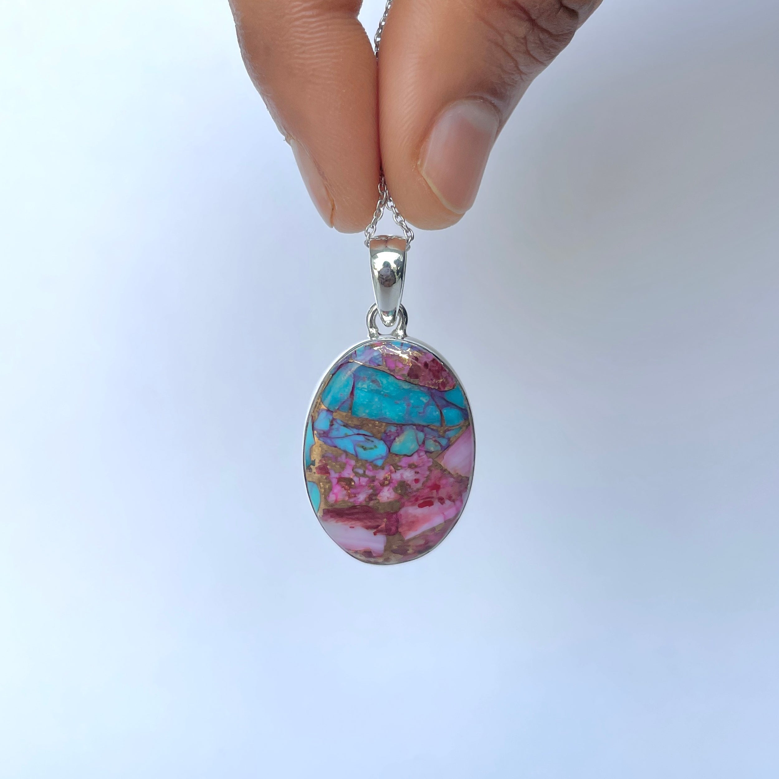 Spiny Oyster Turquoise Pendant-(TRO-P-170.)