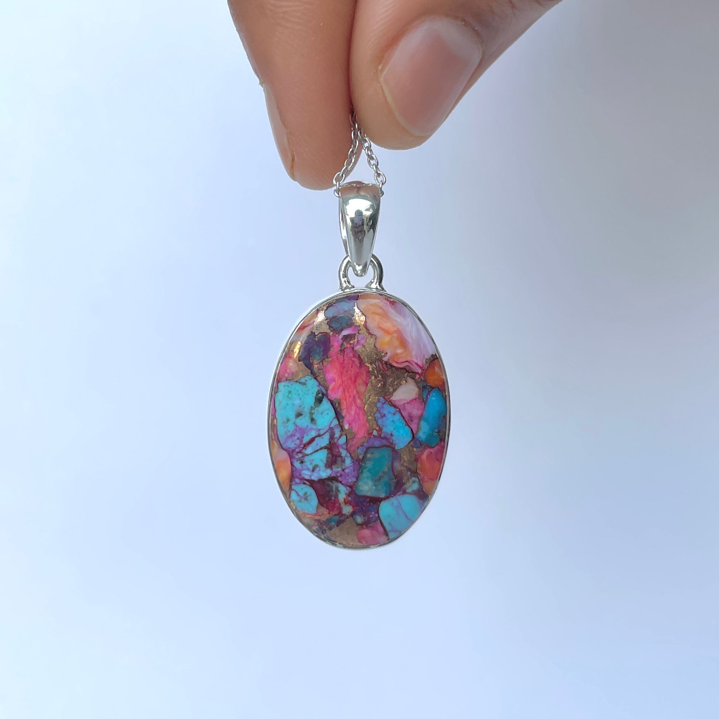 Spiny Oyster Turquoise Pendant-(TRO-P-171.)