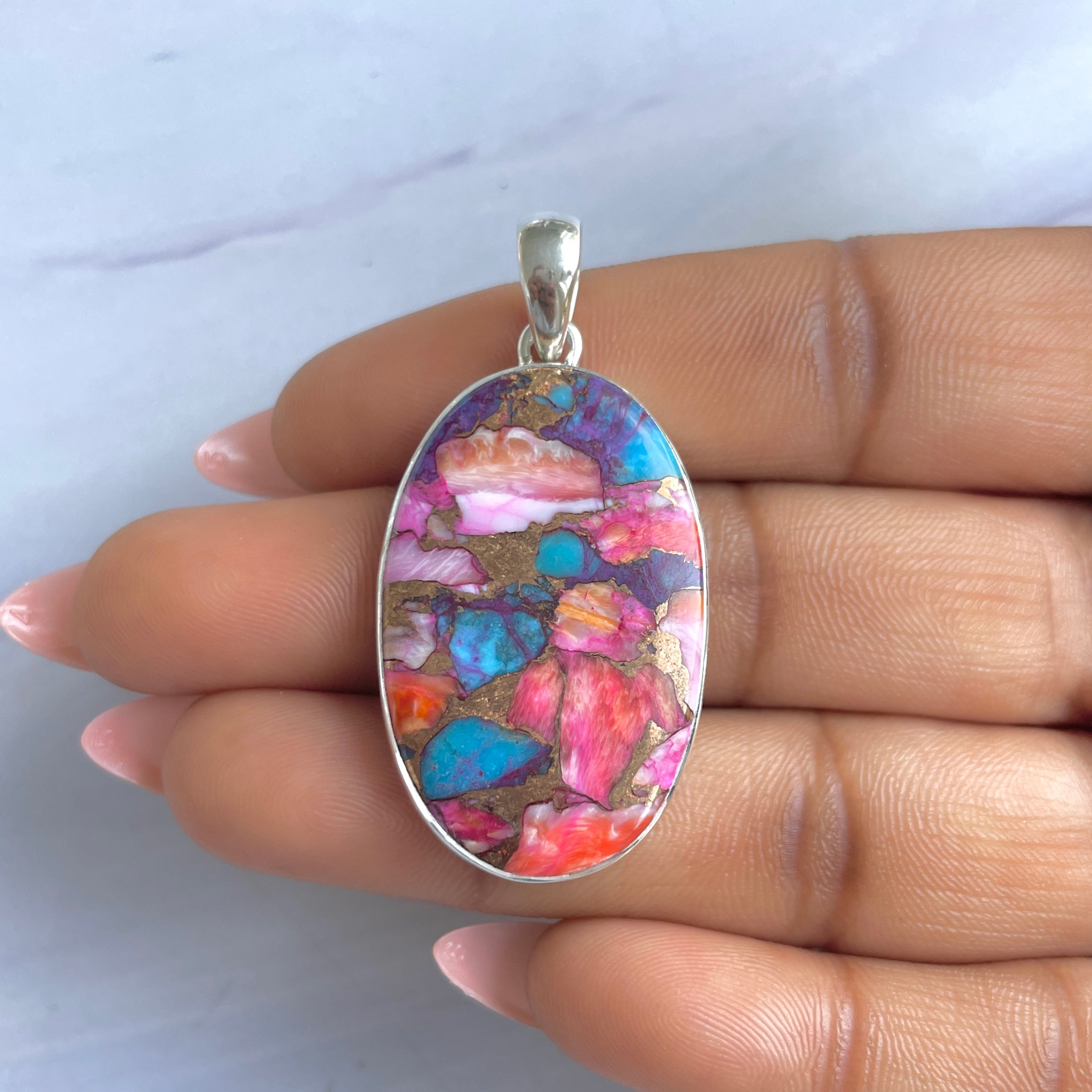 Spiny Oyster Turquoise Pendant-(TRO-P-174.) – Sagacia Jewelry