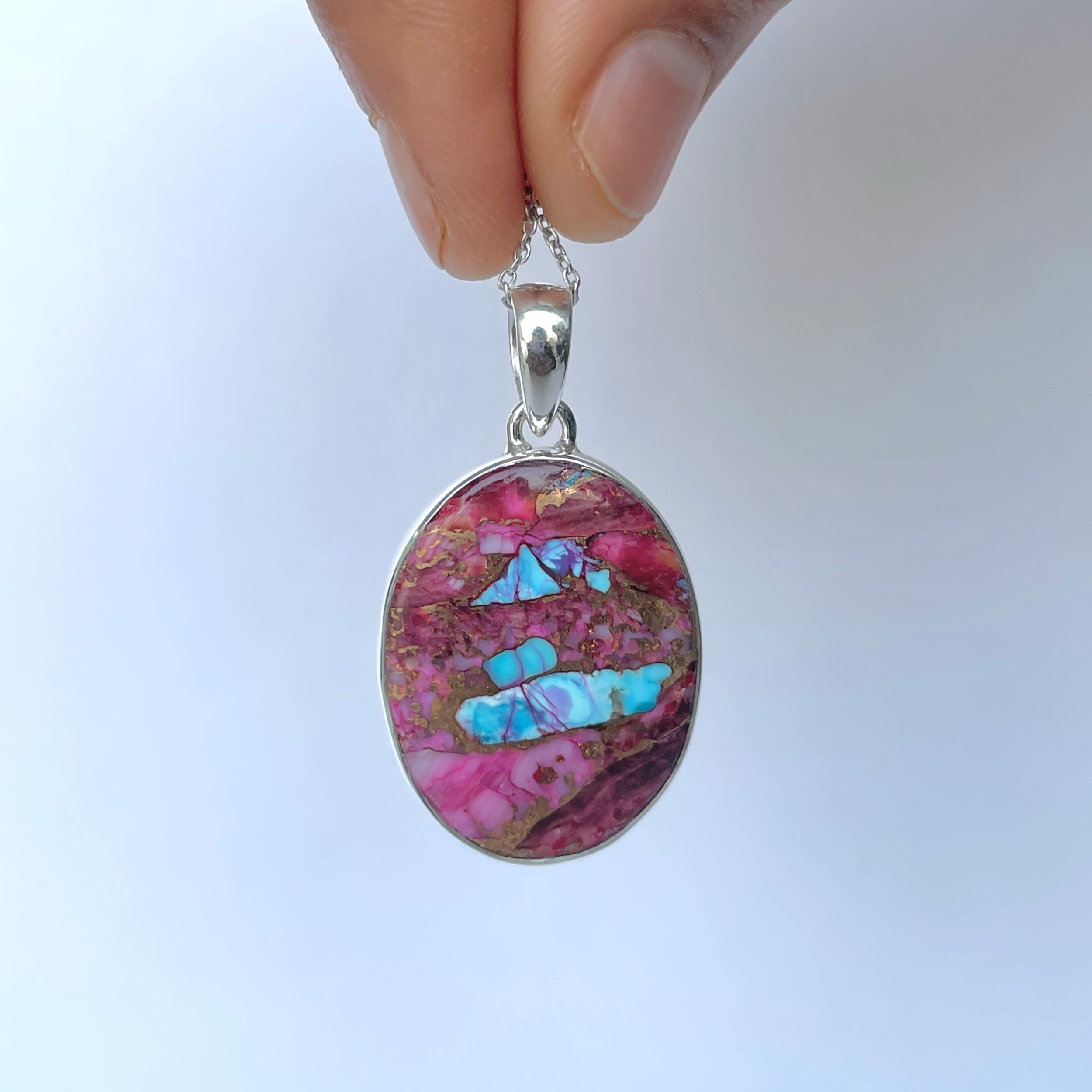 Spiny Oyster Turquoise Pendant-(TRO-P-176.)